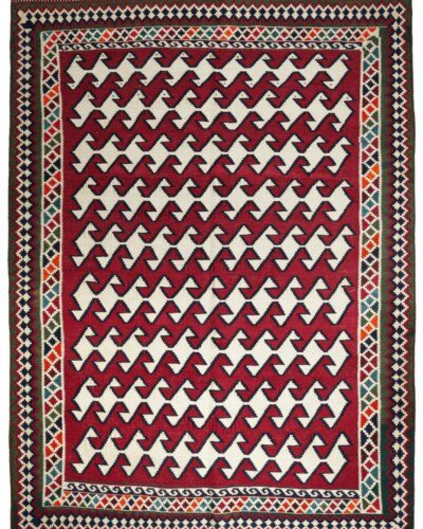 Kelim Gashgai Old Rot „Rugtales“ aus Schurwolle, 159x222 cm – Ansicht 3