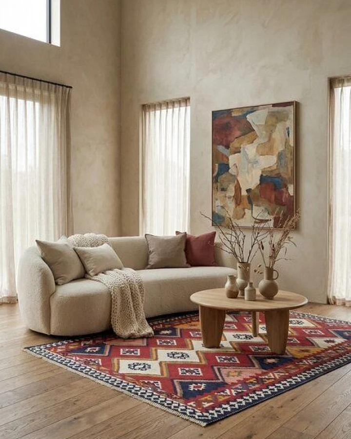 Kelim Gashgai Old Rot „Rugtales“ aus Schurwolle, 159x246 cm