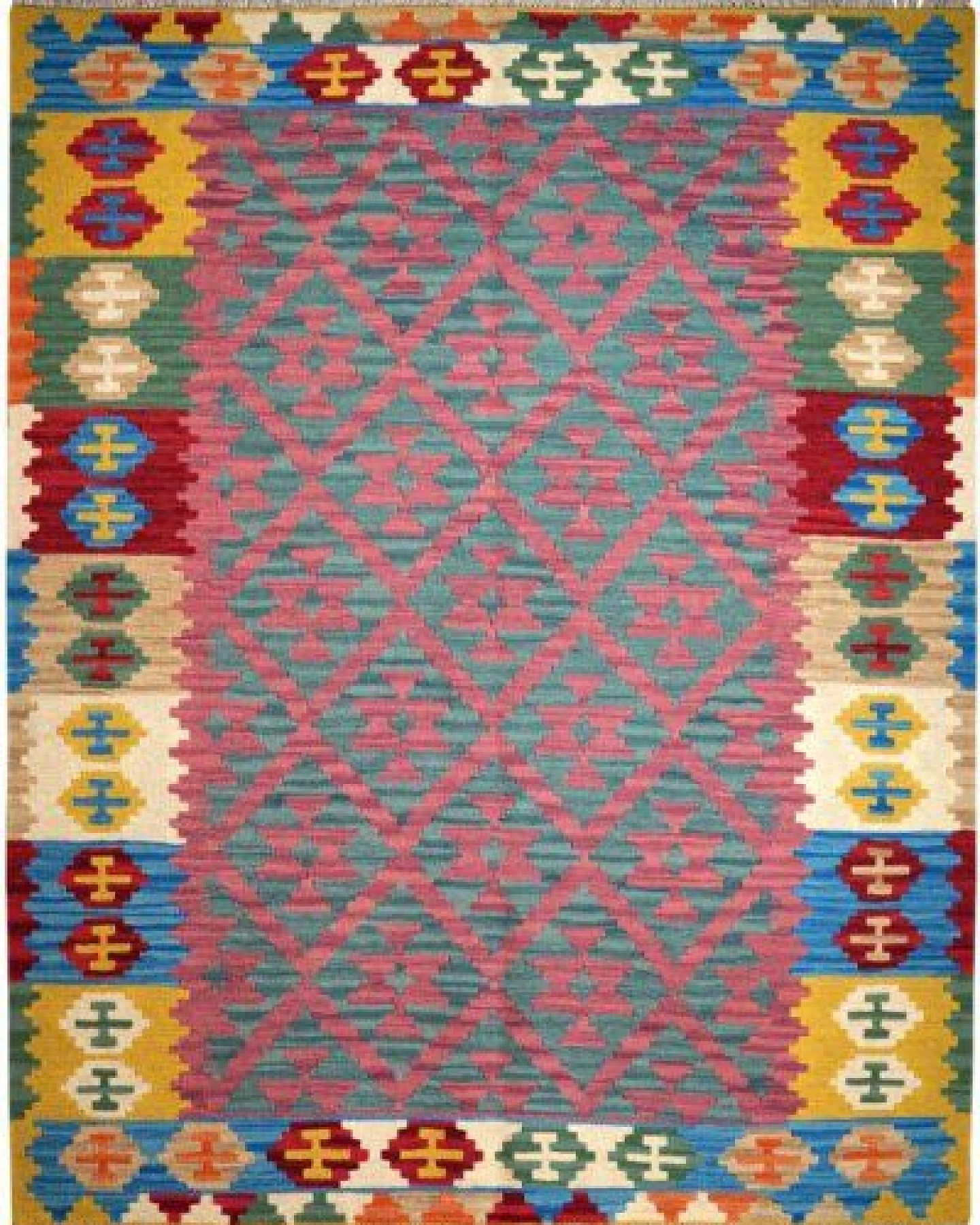 Kelim Gashgai Rosa „Rugtales“ aus Schurwolle, 151x193 cm – Ansicht 3
