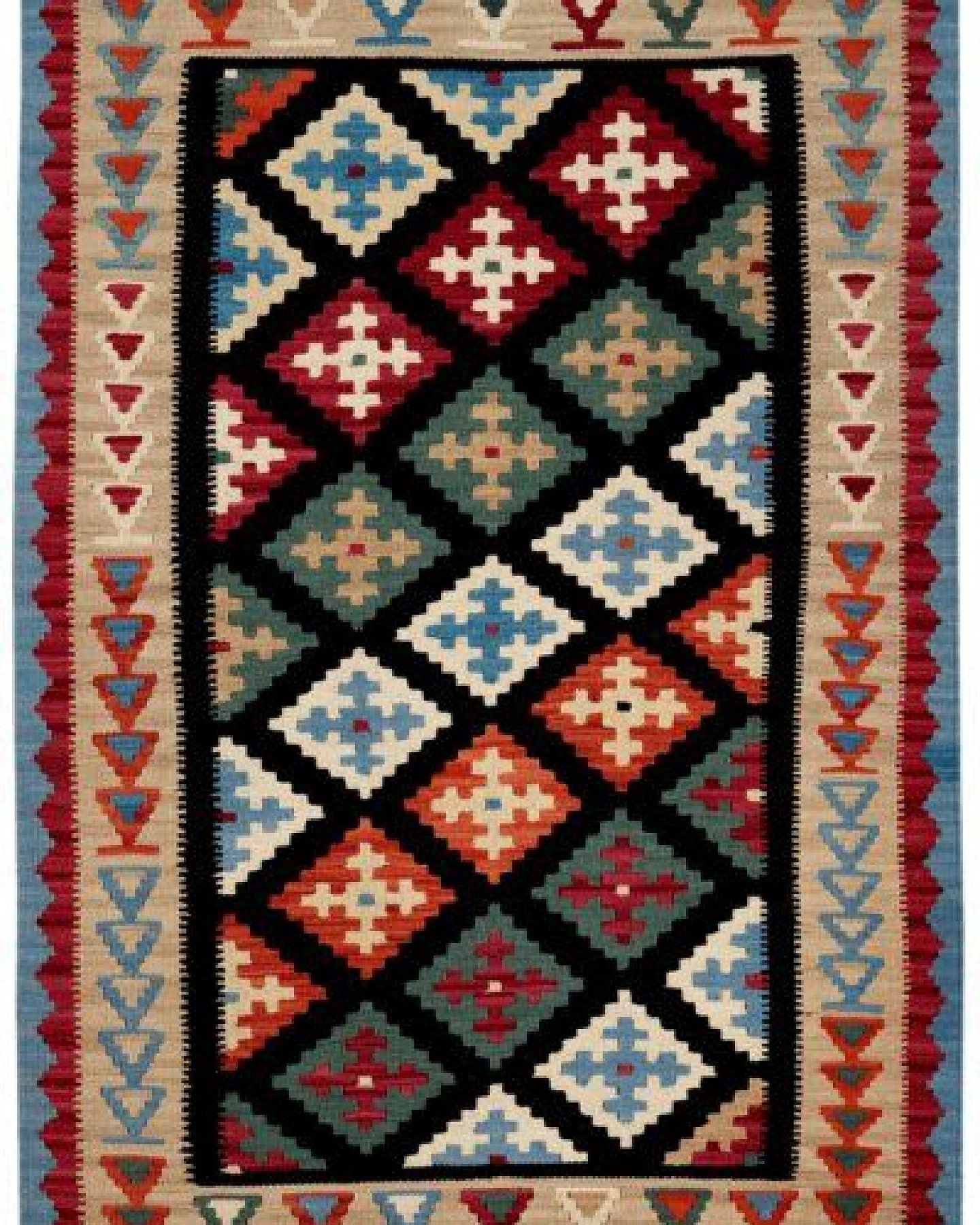 Kelim Gashgai Schwarz „Rugtales“ aus Schurwolle, 102x158 cm – Ansicht 3