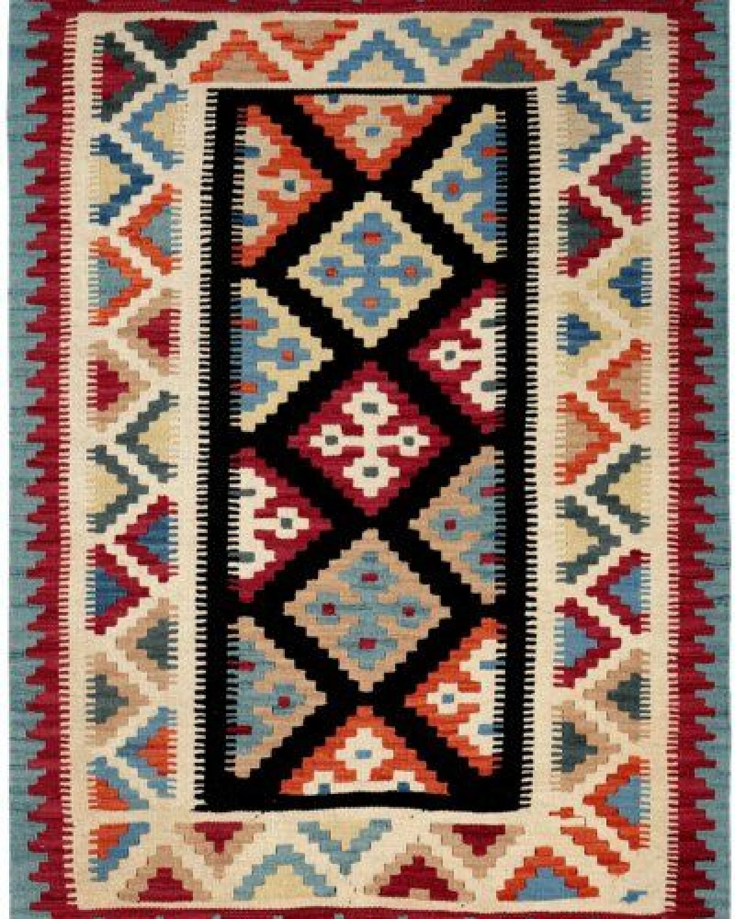 Kelim Gashgai Schwarz „Rugtales“ aus Schurwolle, 103x146 cm – Ansicht 2