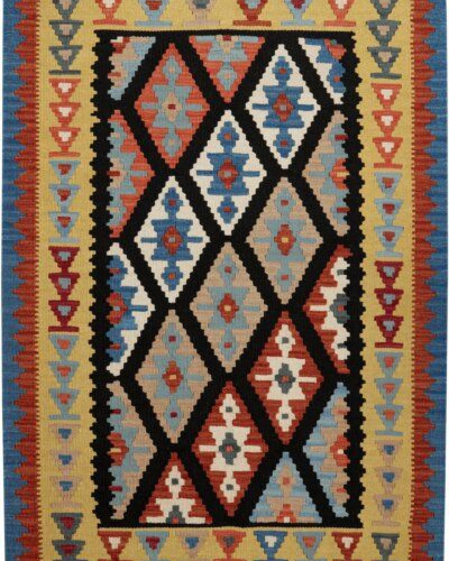Kelim Gashgai Schwarz „Rugtales“ aus Schurwolle, 105x148 cm – Ansicht 2