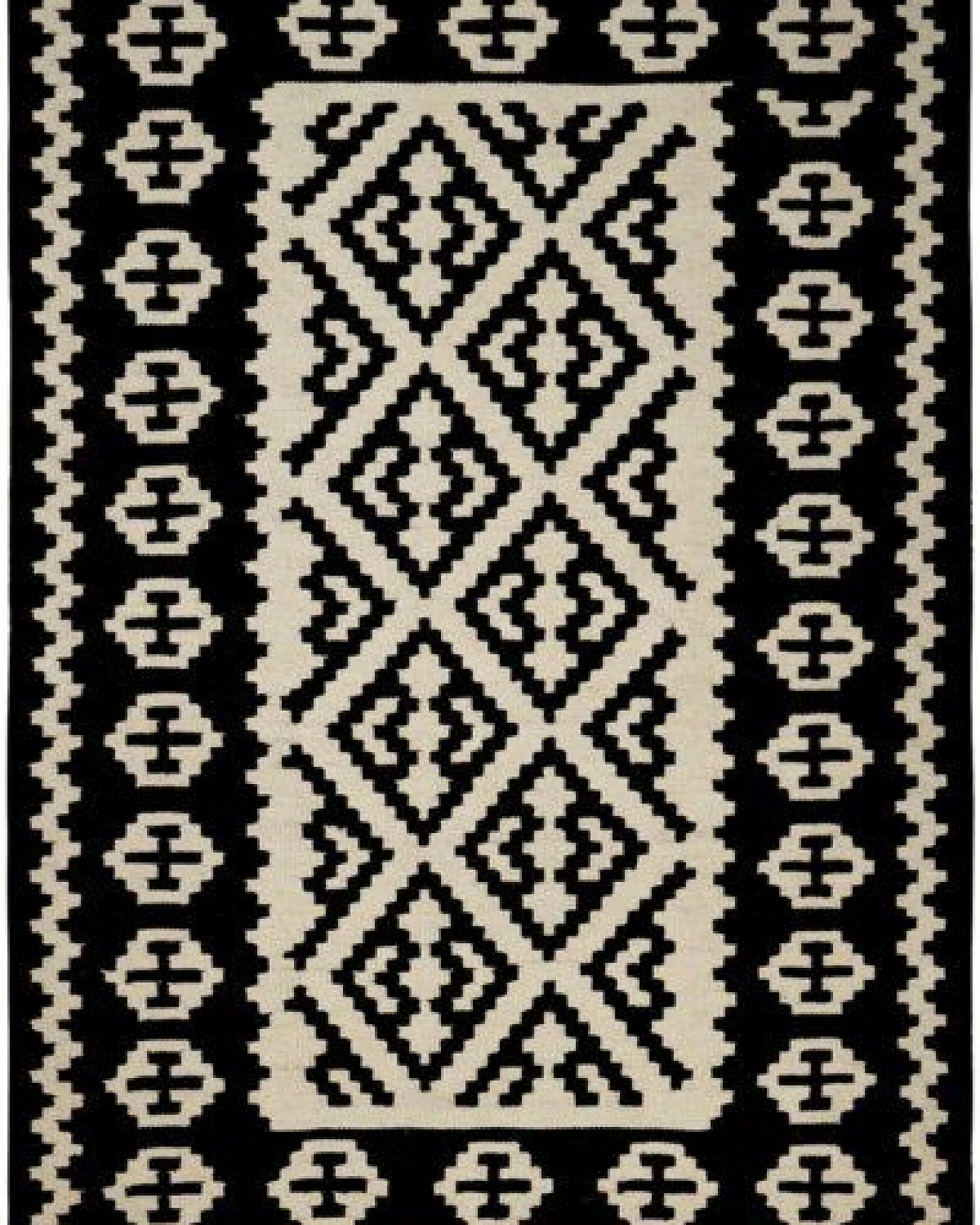 Kelim Gashgai Schwarz „Rugtales“ aus Schurwolle, 106x155 cm – Ansicht 3
