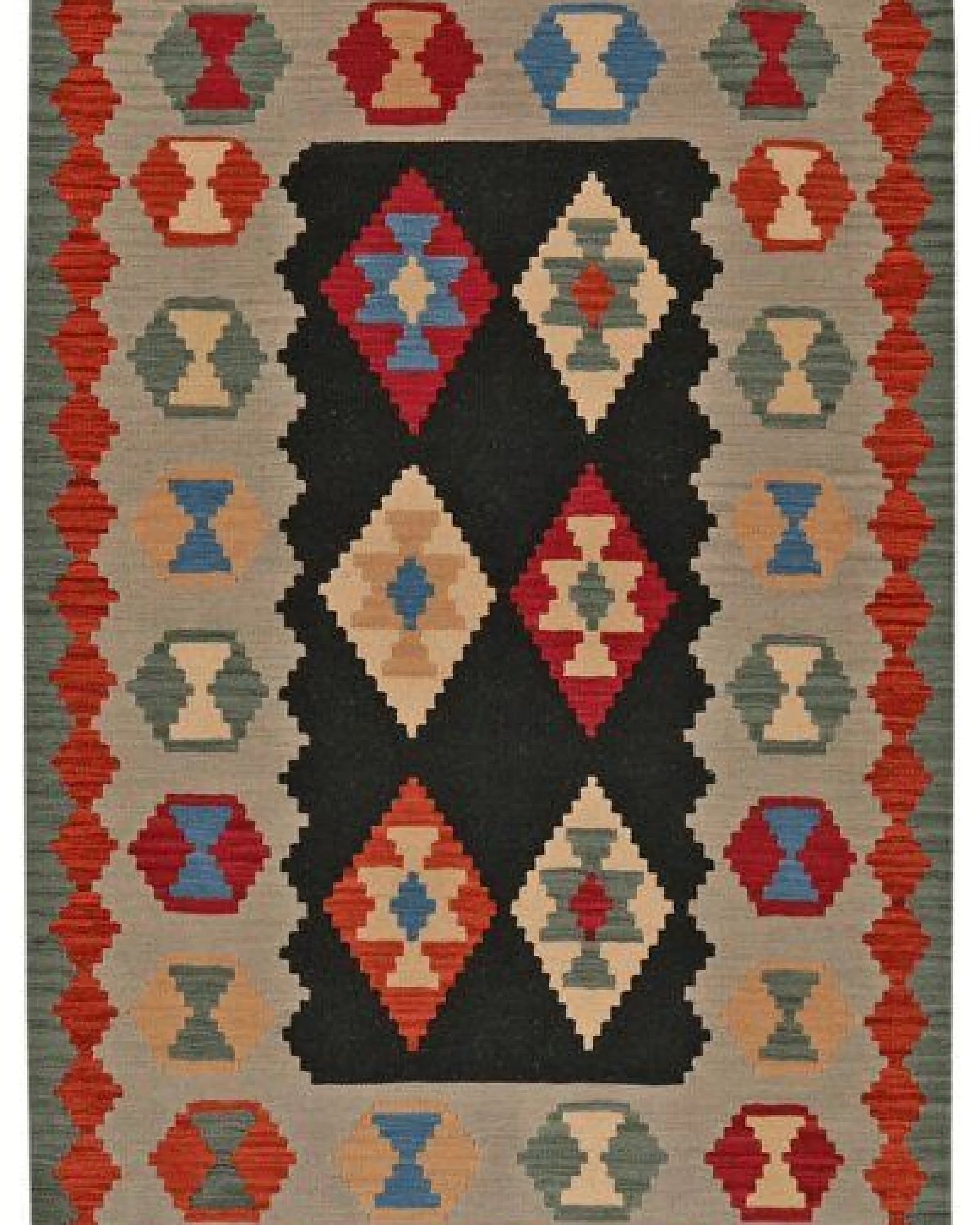 Kelim Gashgai Schwarz „Rugtales“ aus Schurwolle, 125x187 cm – Ansicht 3