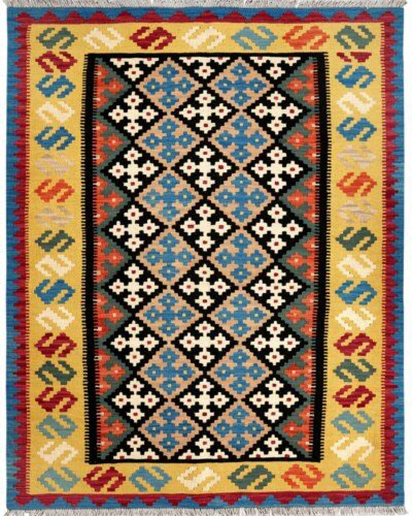 Kelim Gashgai Schwarz „Rugtales“ aus Schurwolle, 153x192 cm – Ansicht 3