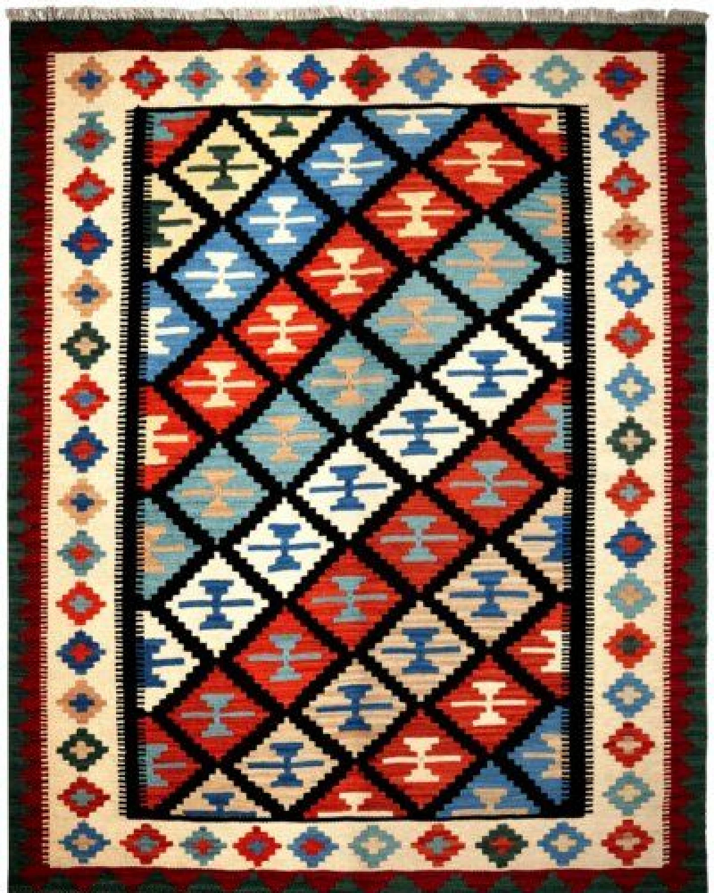 Kelim Gashgai Schwarz „Rugtales“ aus Schurwolle, 158x198 cm – Ansicht 3