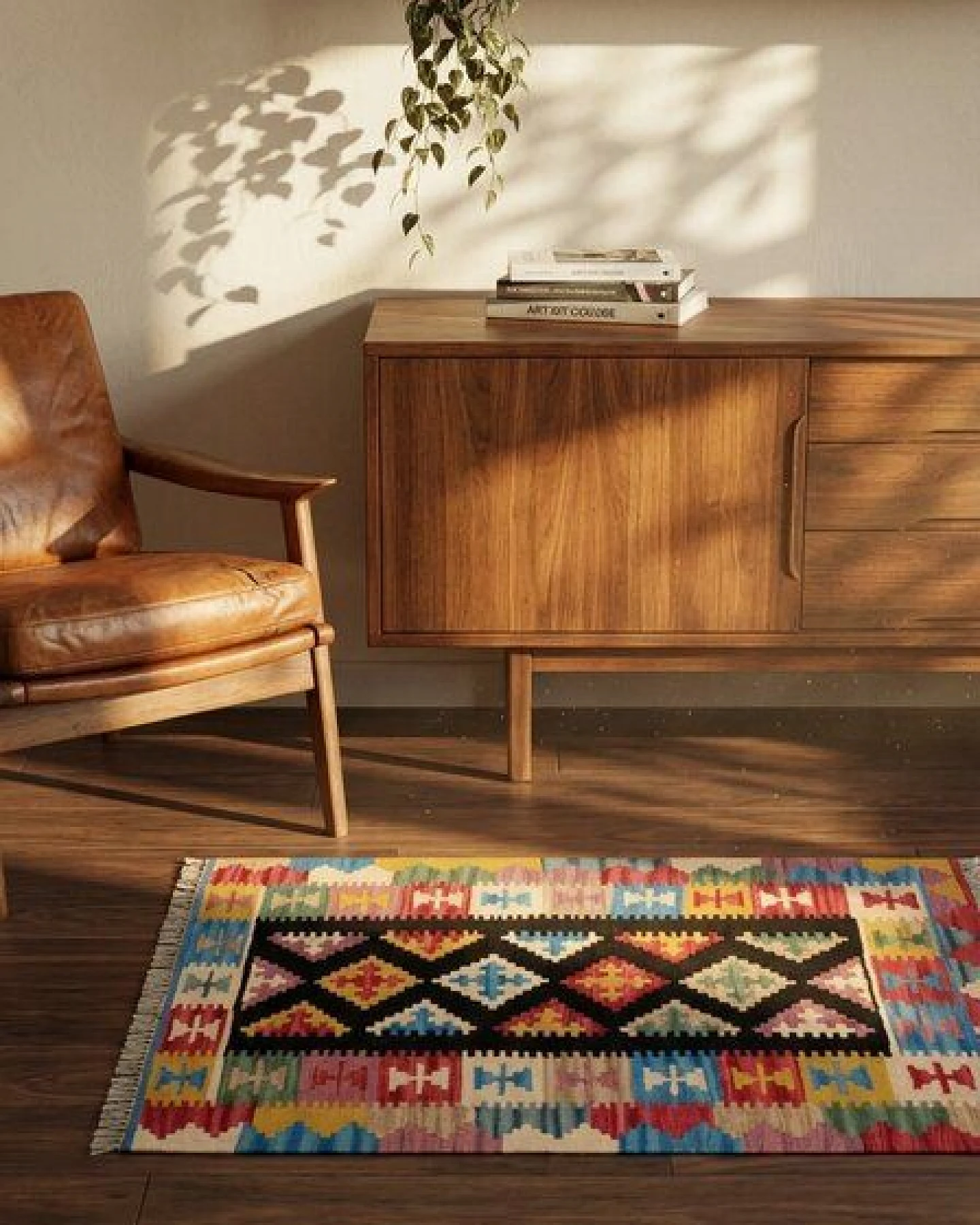 Kelim Gashgai Schwarz „Rugtales“ aus Schurwolle, 84x123 cm – Ansicht 2