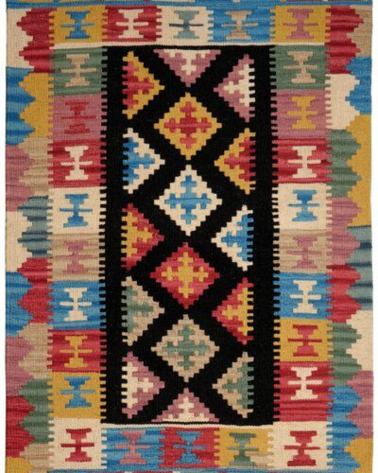 Kelim Gashgai Schwarz „Rugtales“ aus Schurwolle, 84x123 cm – Ansicht 3