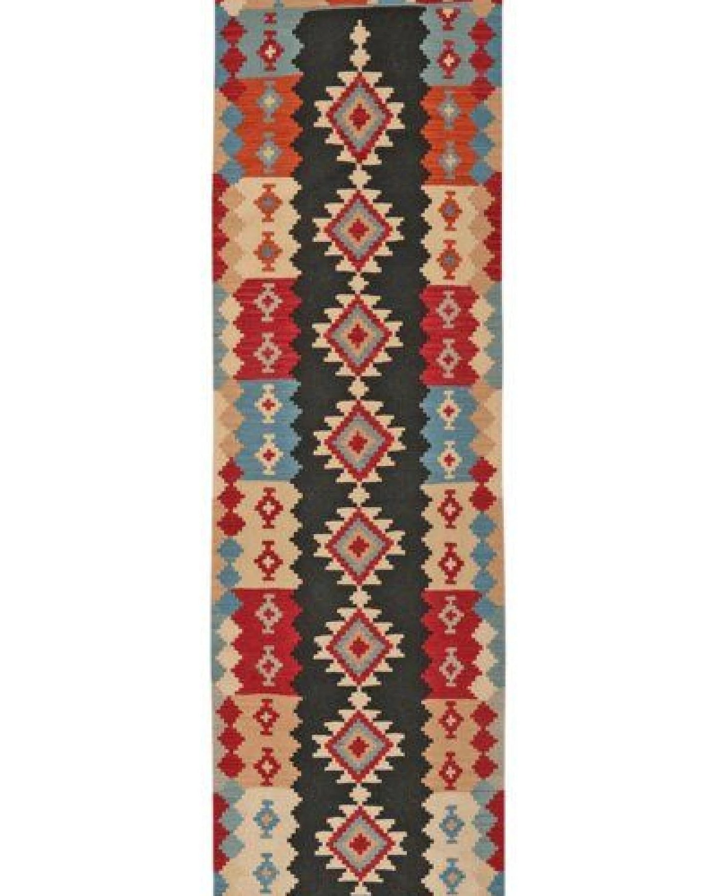 Kelim Gashgai Schwarz „Rugtales“ aus Schurwolle, 85x292 cm – Ansicht 3