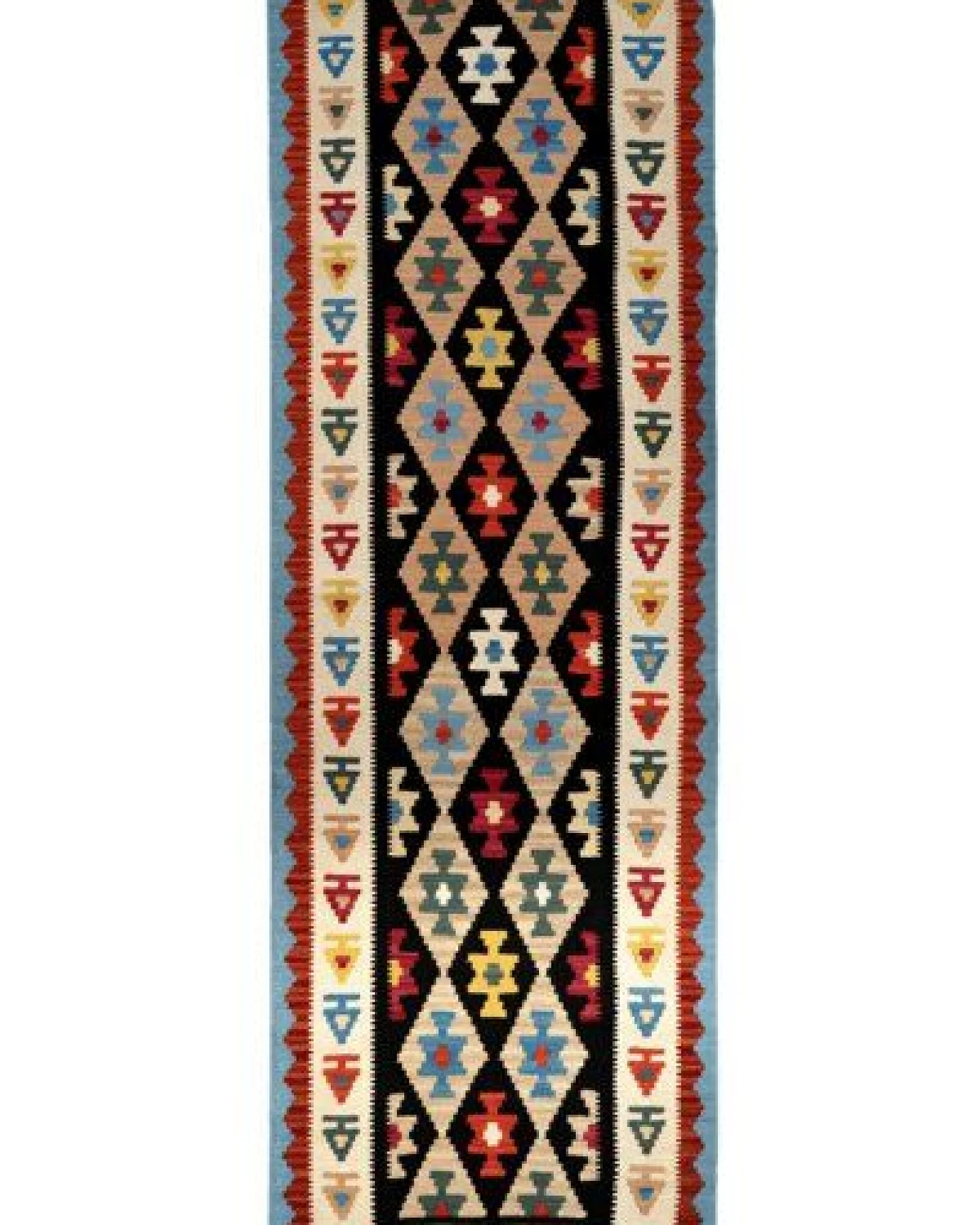 Kelim Gashgai Schwarz „Rugtales“ aus Schurwolle, 88x295 cm – Ansicht 3