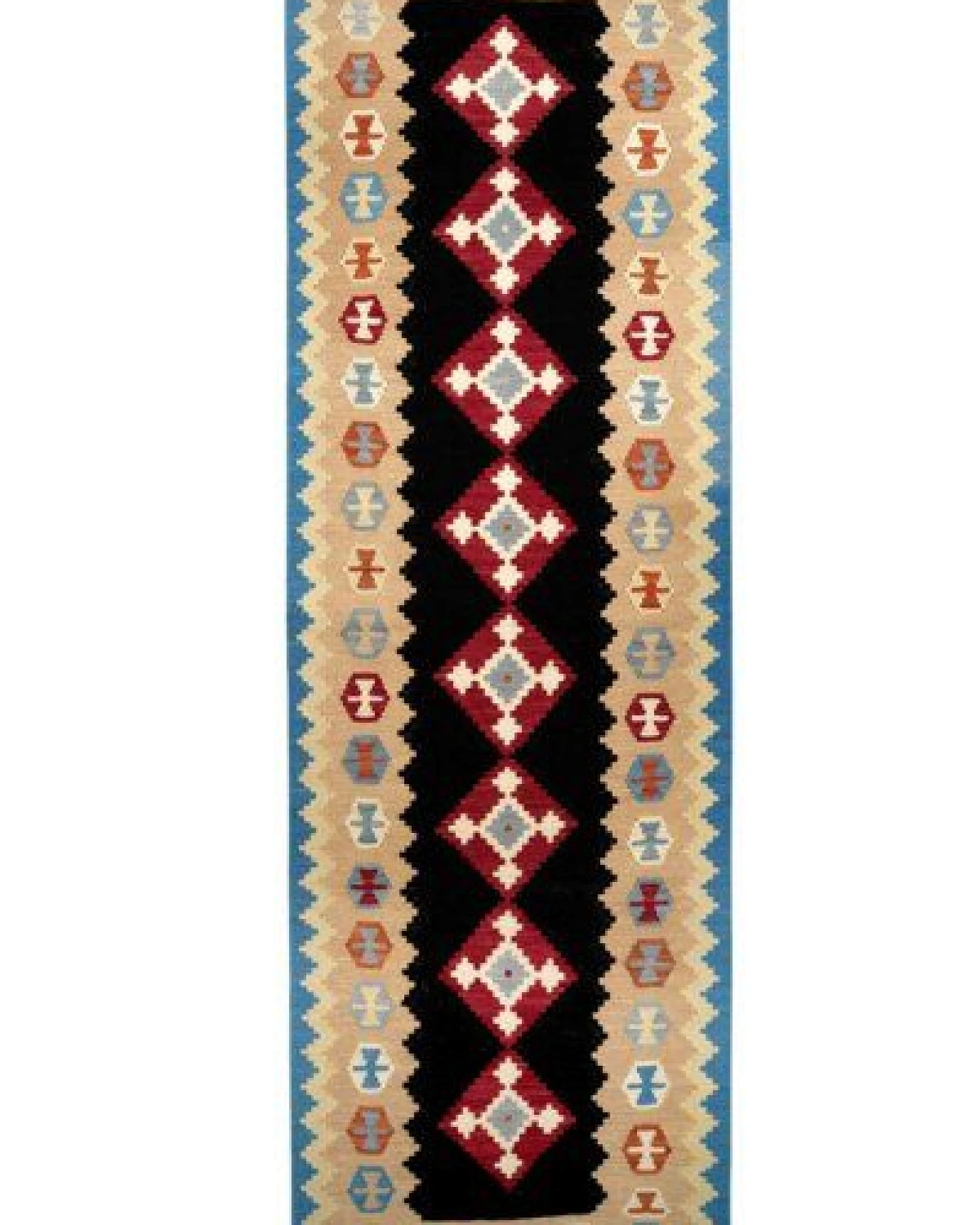 Kelim Gashgai Schwarz „Rugtales“ aus Schurwolle, 92x300 cm – Ansicht 3