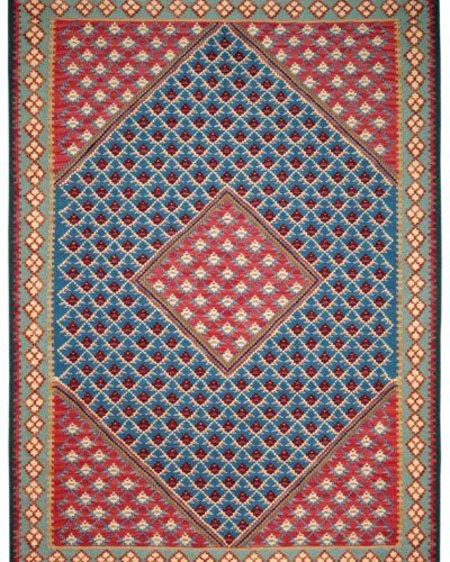 Kelim Senneh Blau „Rugtales“ aus Schurwolle, 109x149 cm – Ansicht 2
