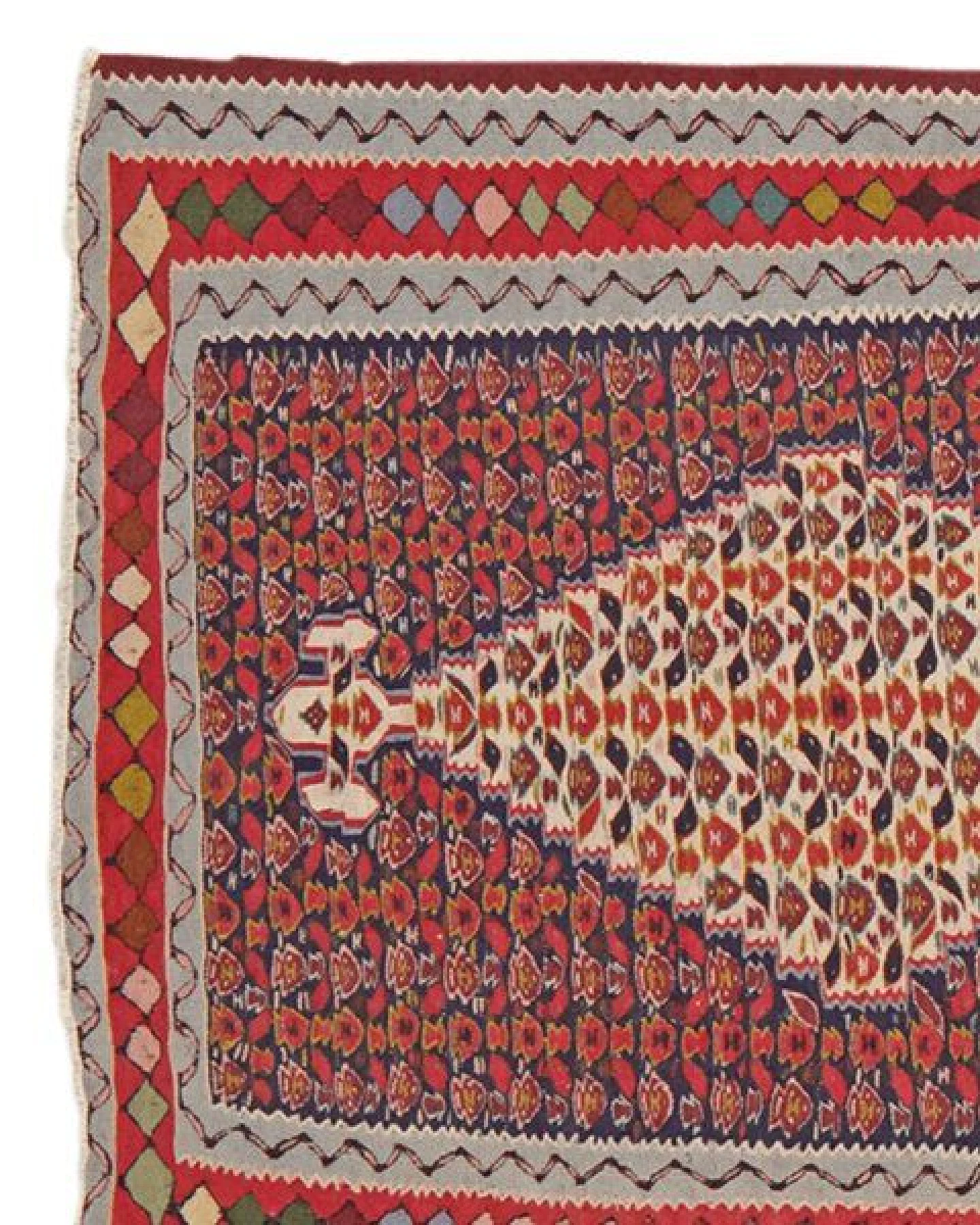 Kelim Senneh Blau „Rugtales“ aus Schurwolle, 89x312 cm – Ansicht 4