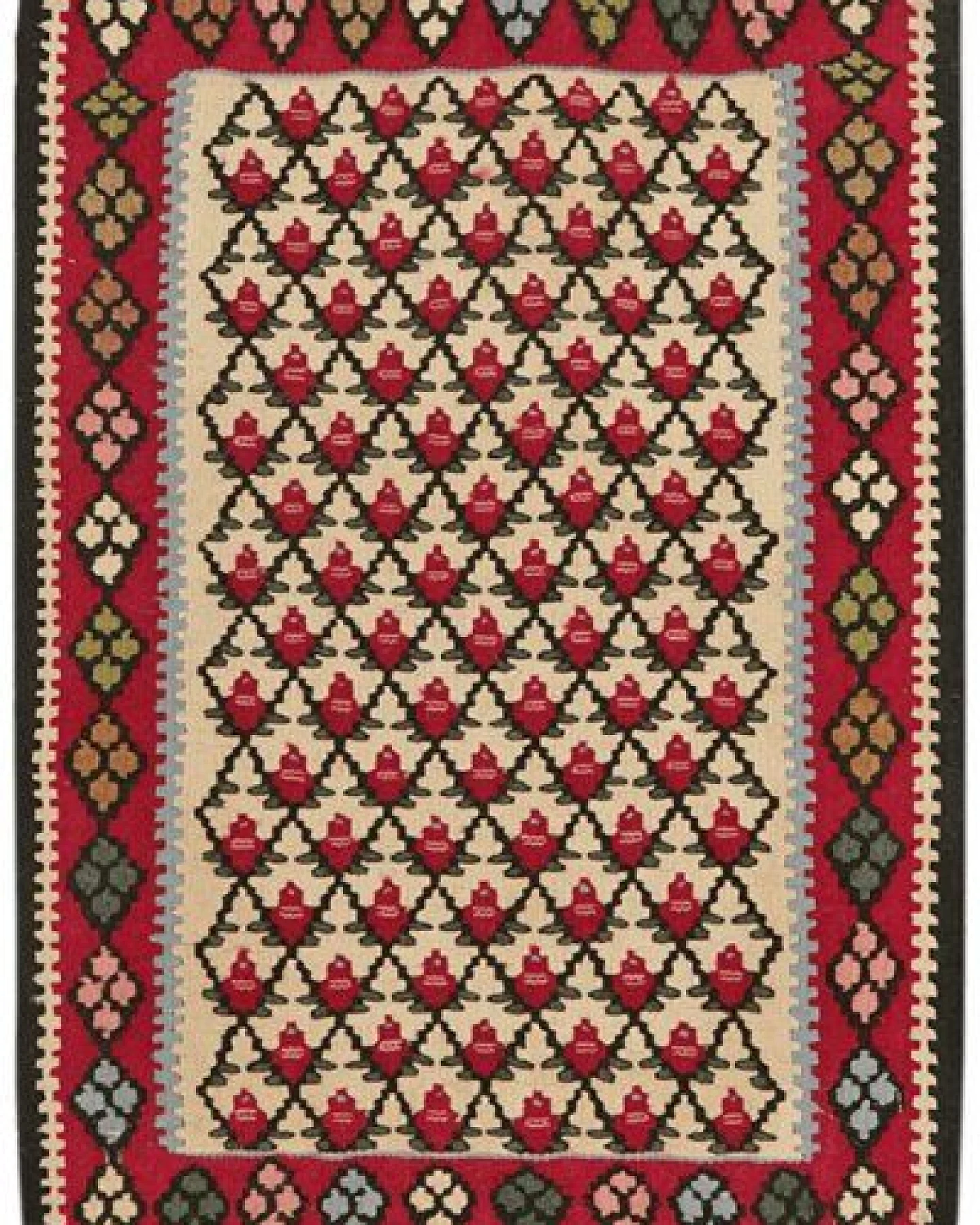 Kelim Senneh Mehrfarbig „Rugtales“ aus Schurwolle, 59x83 cm – Ansicht 3