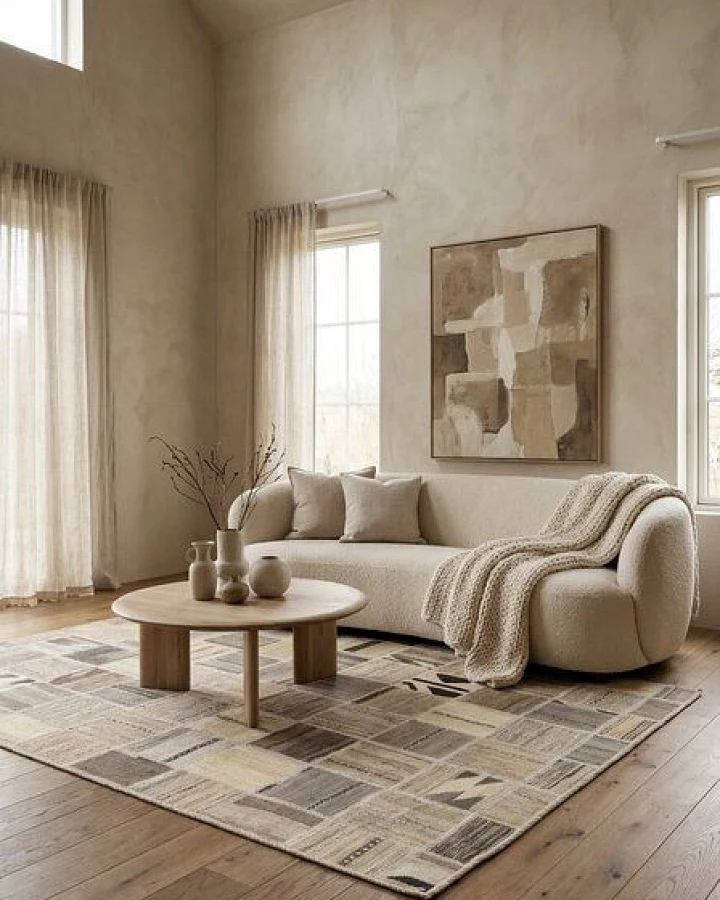 Kelim Tekkeh Beige „Rugtales“ aus Schurwolle, 150x200 cm