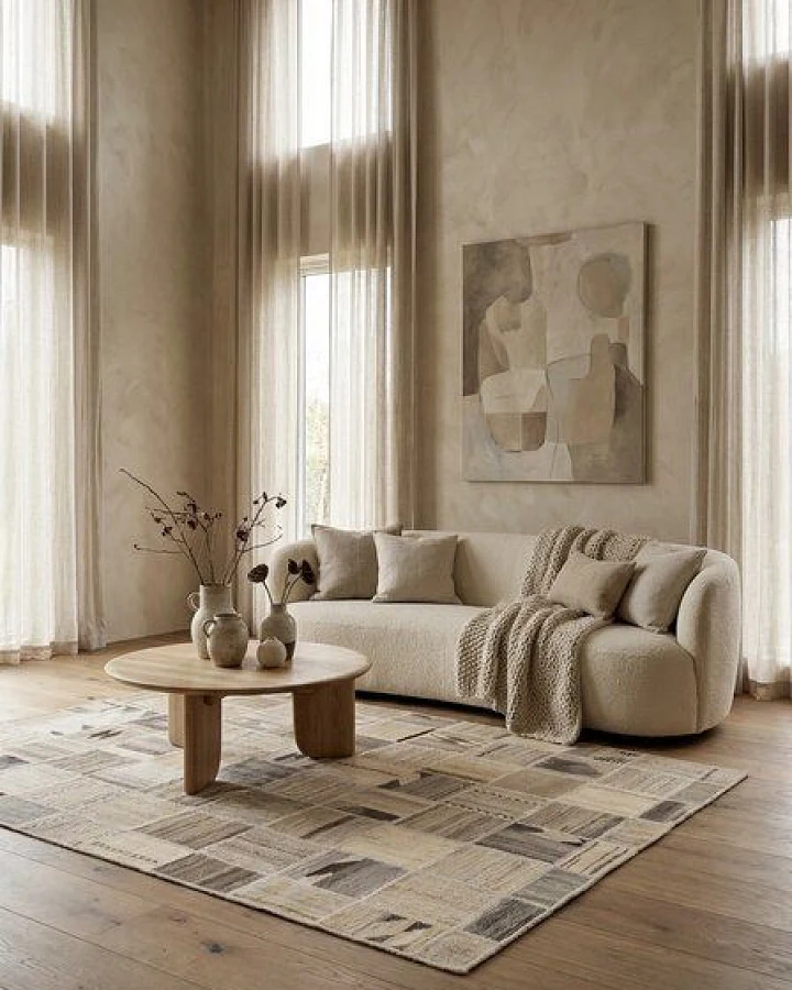 Kelim Tekkeh Beige „Rugtales“ aus Schurwolle, 150x200 cm