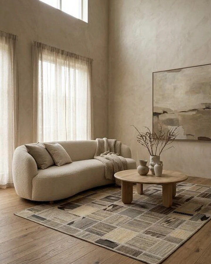 Kelim Tekkeh Beige „Rugtales“ aus Schurwolle, 150x200 cm