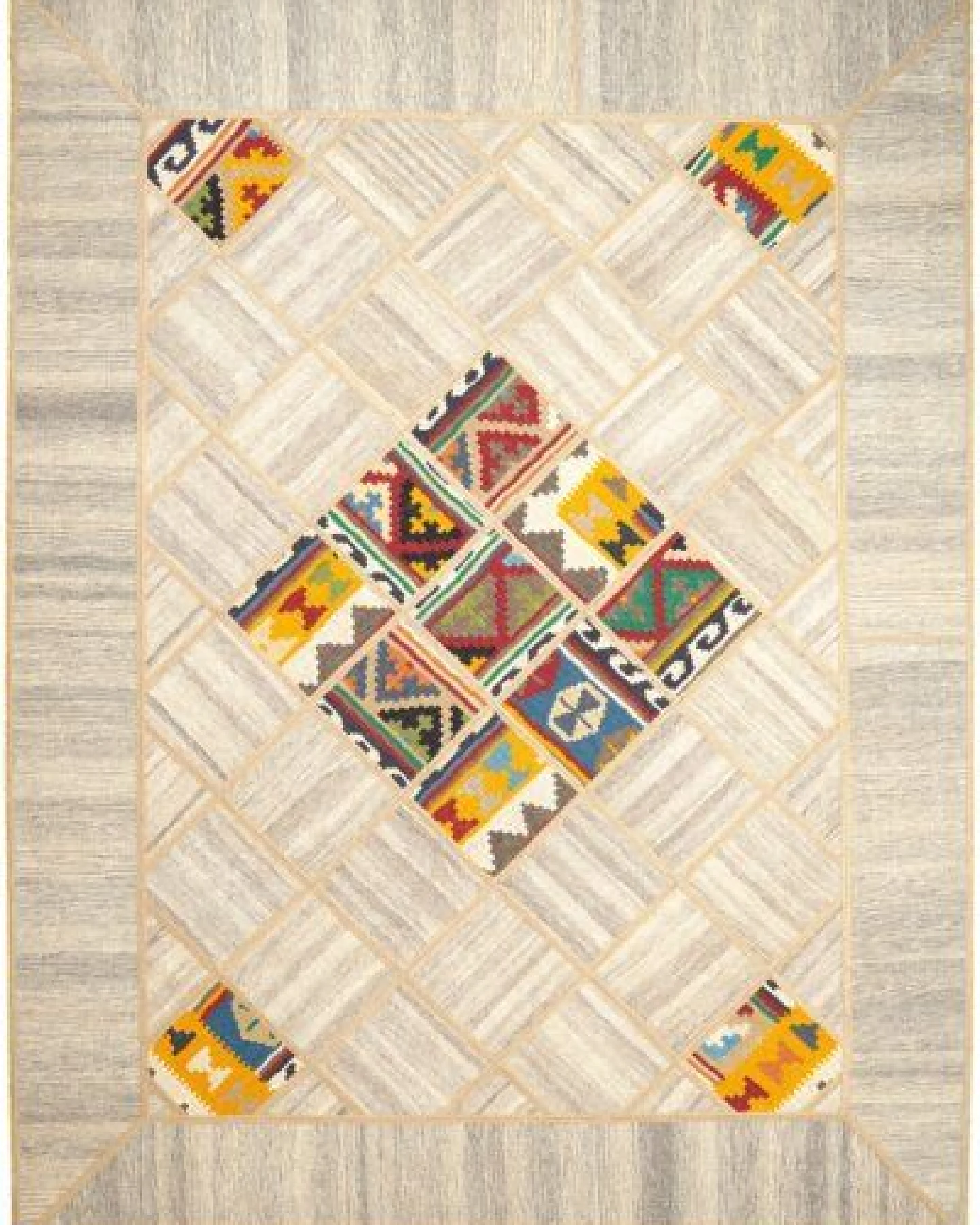 Kelim Tekkeh Beige „Rugtales“ aus Schurwolle, 150x200 cm – Ansicht 2