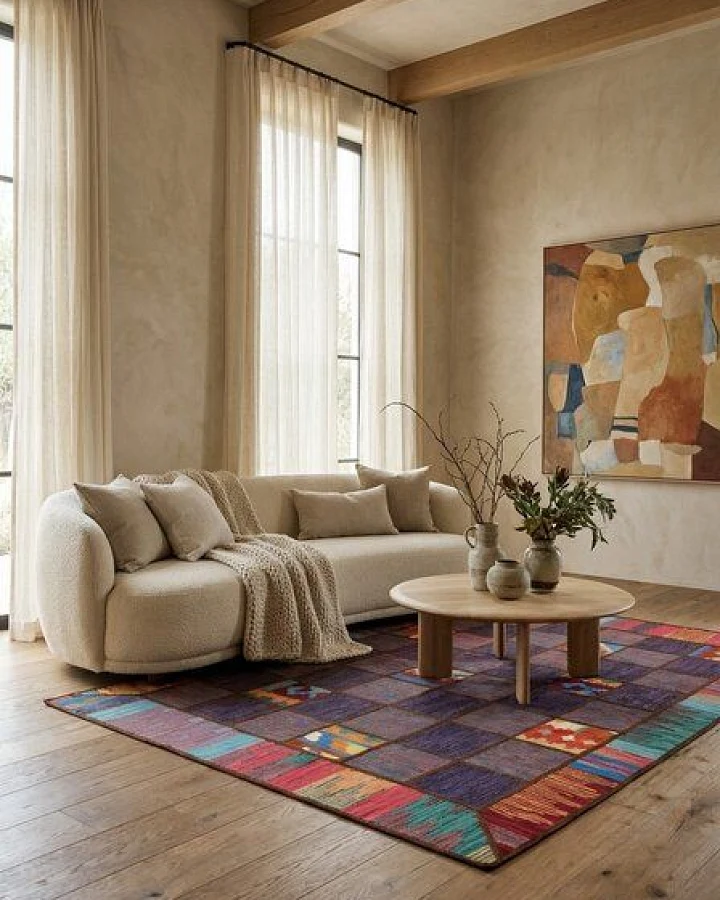 Kelim Tekkeh Mehrfarbig „Rugtales“ aus Schurwolle, 150x200 cm