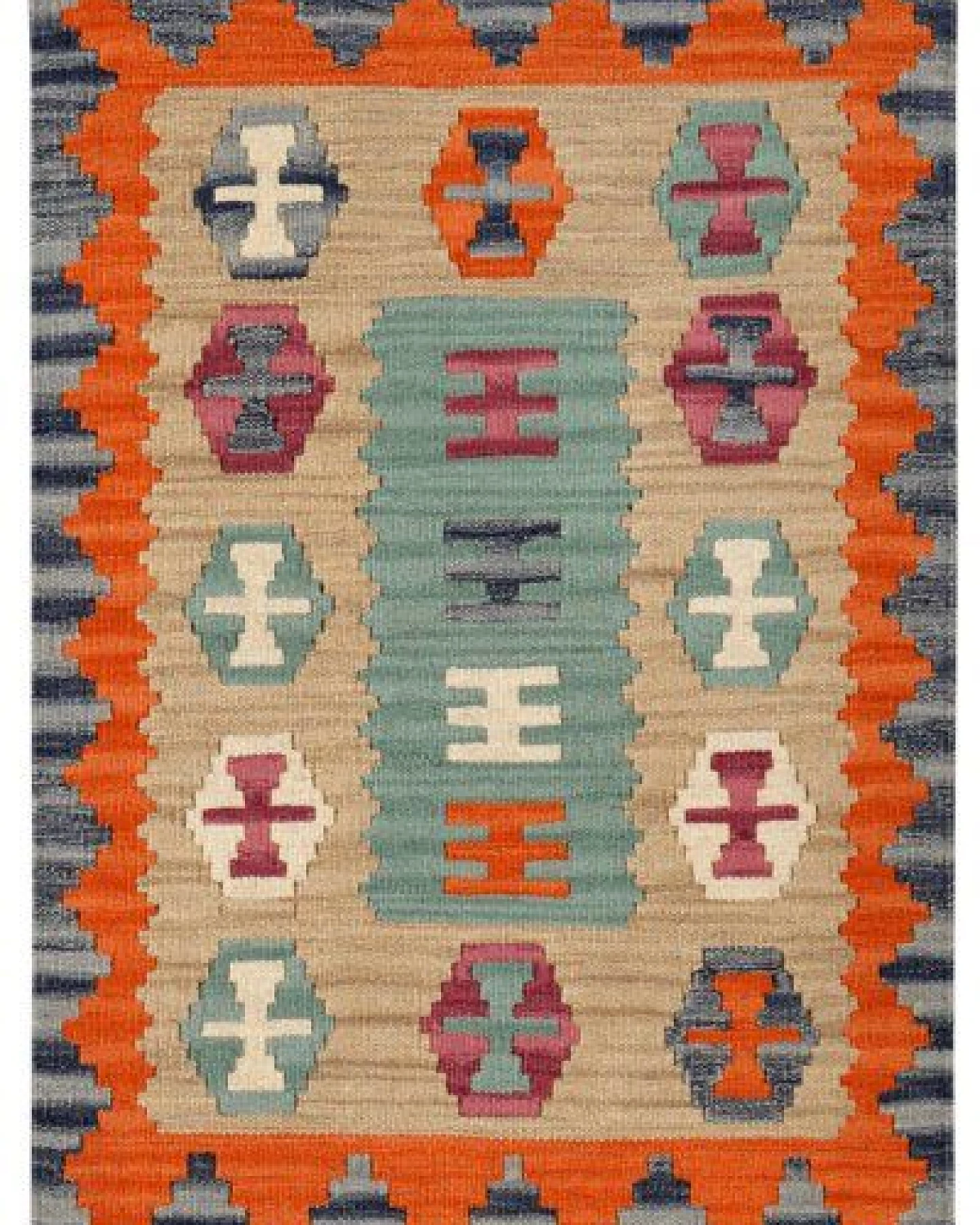 Kelim Gashgai Beige „Rugtales“ aus Schurwolle, 64x91 cm – Ansicht 3