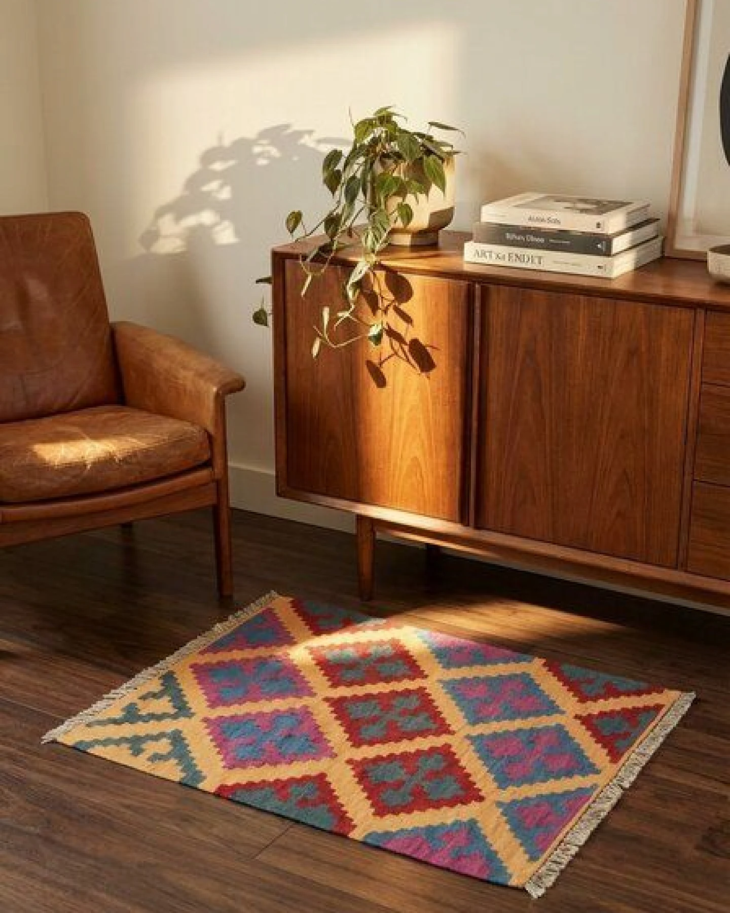 Kelim Gashgai Beige „Rugtales“ aus Schurwolle, 67x89 cm – Ansicht 2