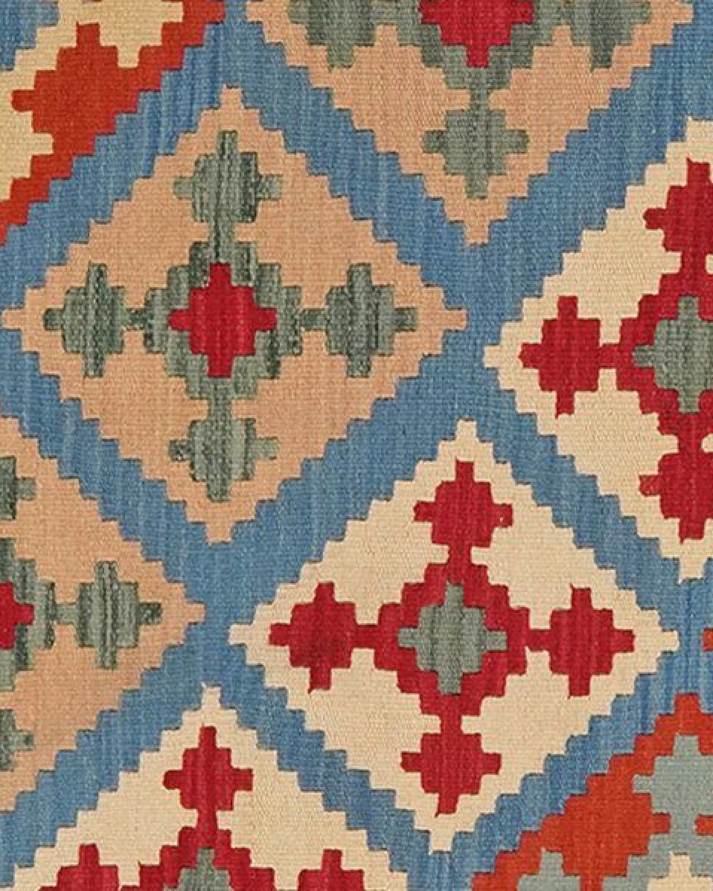 Kelim Gashgai Blau „Rugtales“ aus Schurwolle, 105x147 cm – Ansicht 4