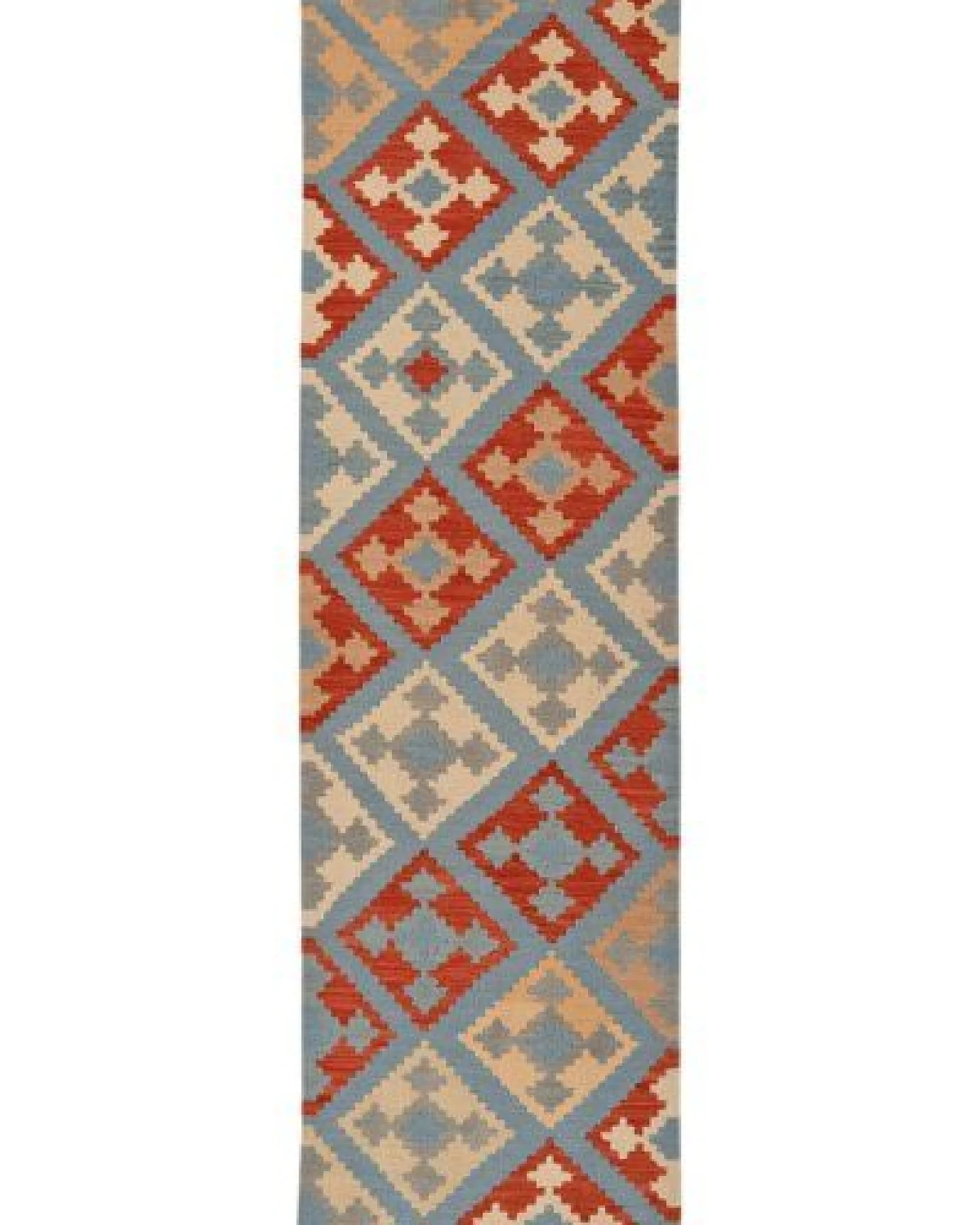 Kelim Gashgai Blau „Rugtales“ aus Schurwolle, 77x284 cm – Ansicht 3