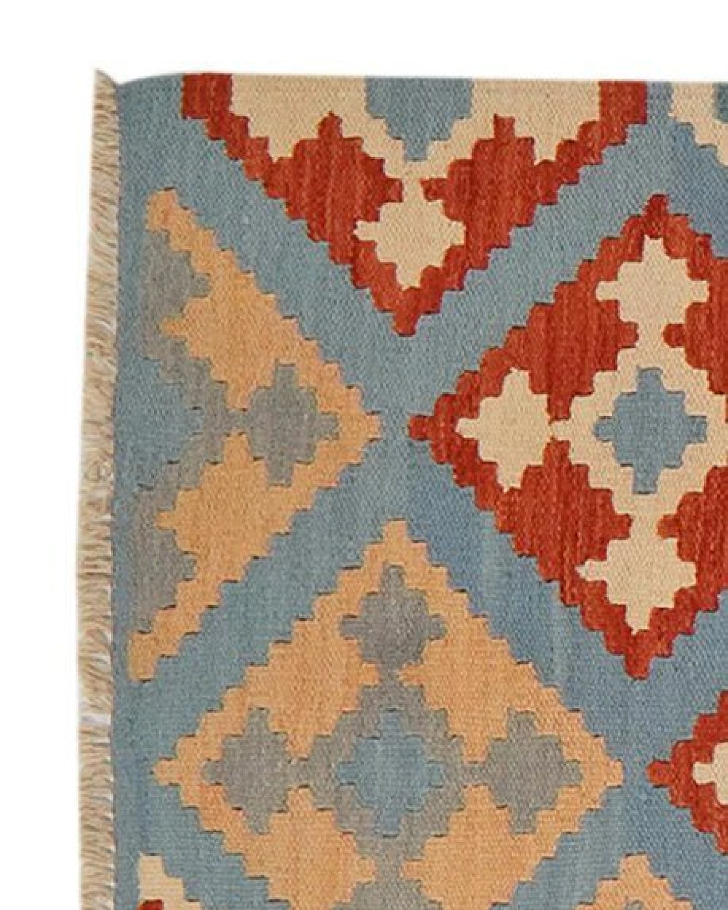 Kelim Gashgai Blau „Rugtales“ aus Schurwolle, 77x284 cm – Ansicht 4