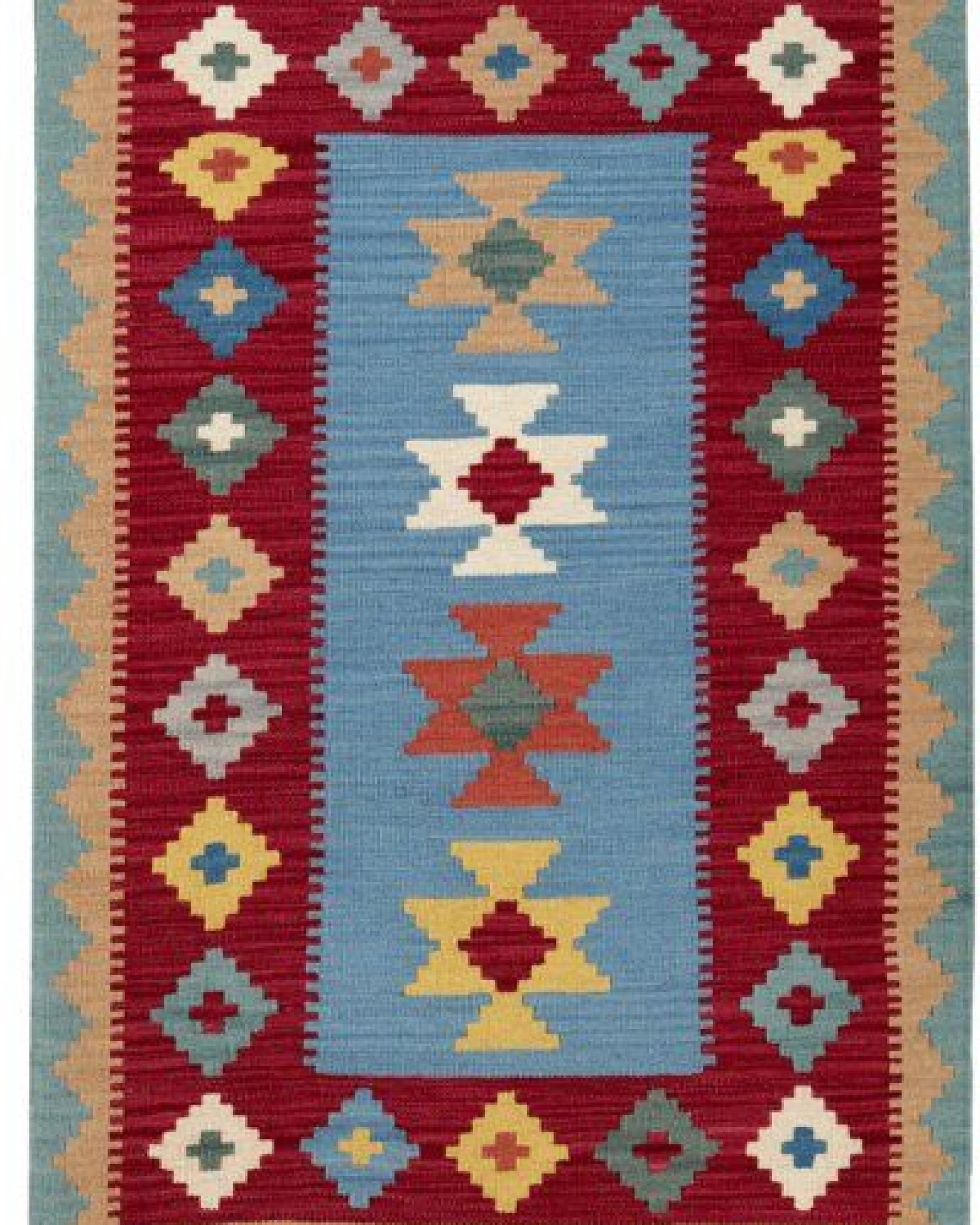 Kelim Gashgai Blau „Rugtales“ aus Schurwolle, 87x129 cm – Ansicht 3