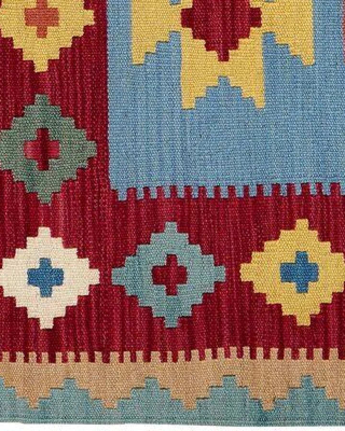 Kelim Gashgai Blau „Rugtales“ aus Schurwolle, 87x129 cm – Ansicht 4