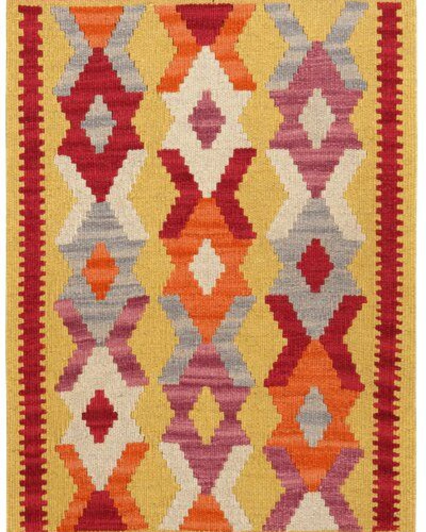 Kelim Gashgai Gelb „Rugtales“ aus Schurwolle, 64x88 cm – Ansicht 3