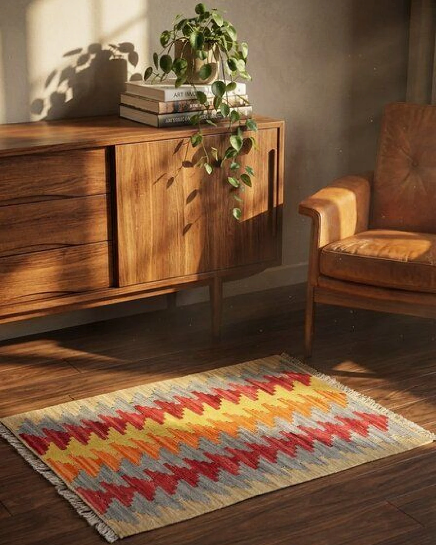 Kelim Gashgai Mehrfarbig „Rugtales“ aus Schurwolle, 62x90 cm – Ansicht 2