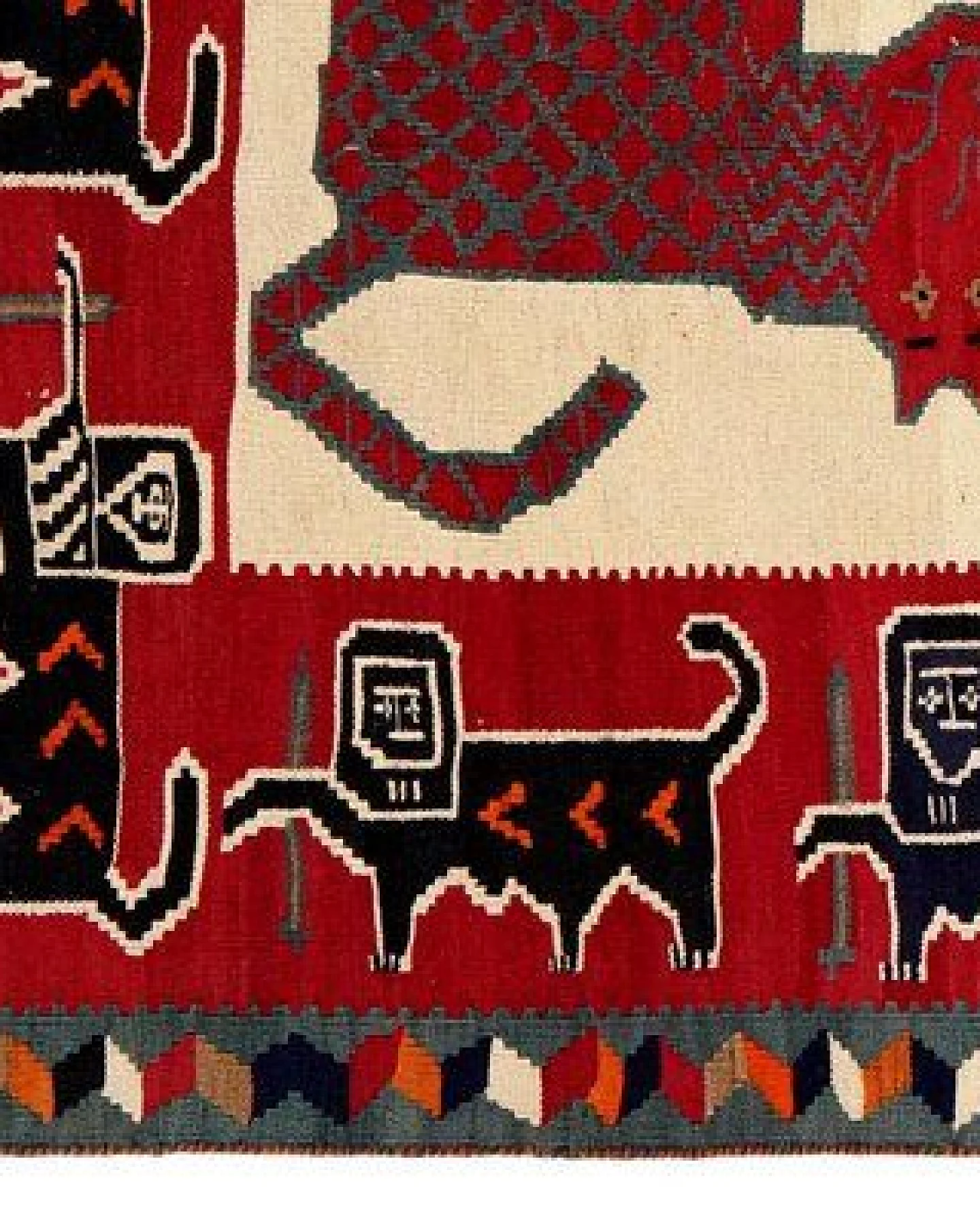 Kelim Gashgai Old Mehrfarbig „Rugtales“ aus Schurwolle, 151x221 cm – Ansicht 4