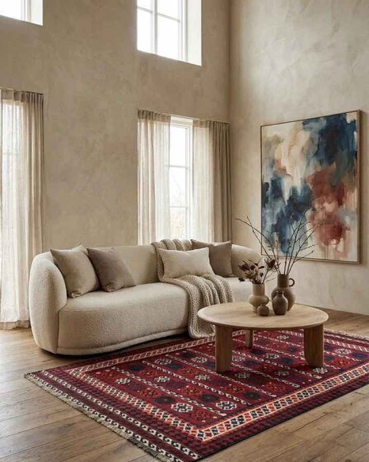 Kelim Gashgai Old Rot „Rugtales“ aus Schurwolle, 160x258 cm
