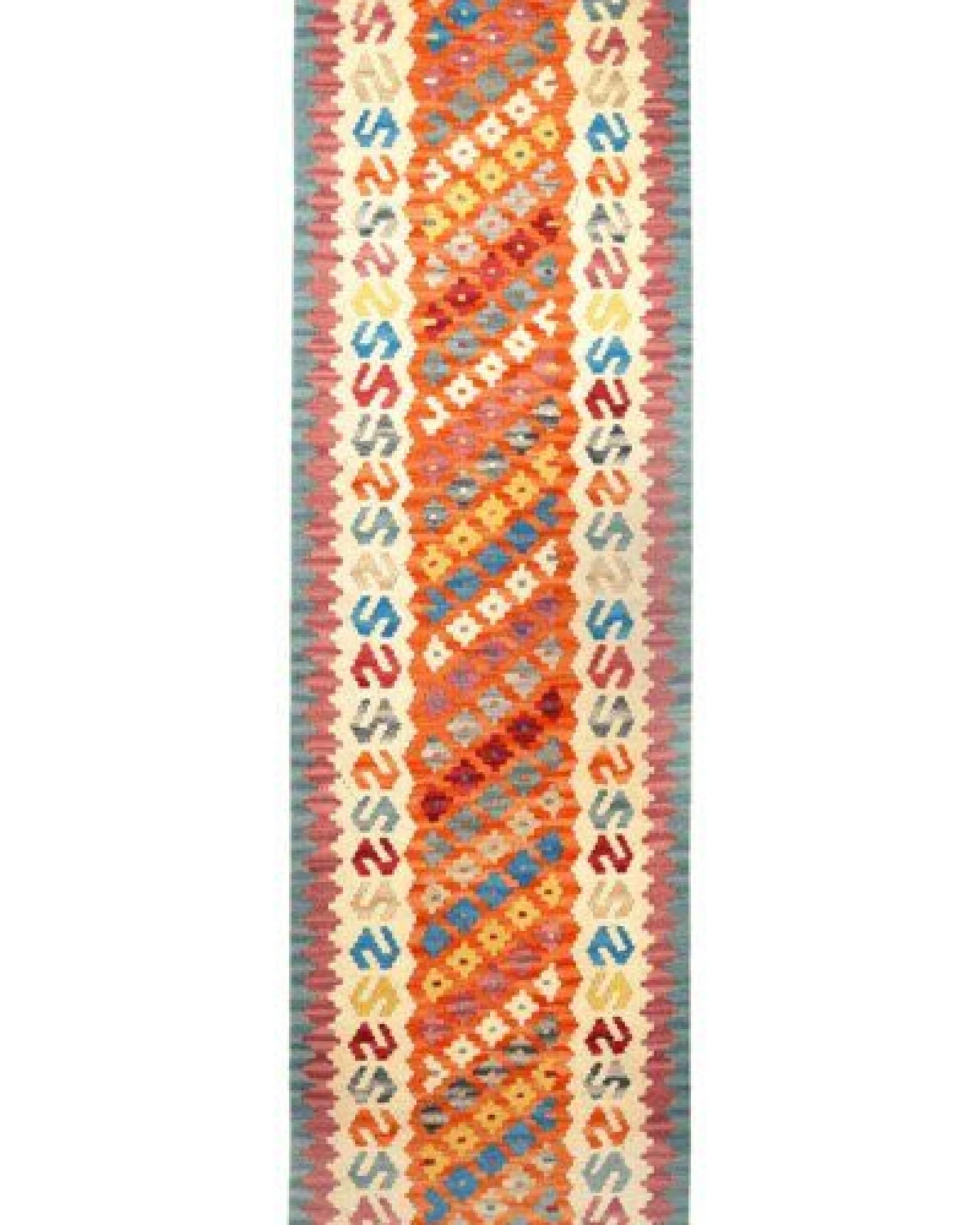 Kelim Gashgai Orange „Rugtales“ aus Schurwolle, 79x289 cm – Ansicht 3