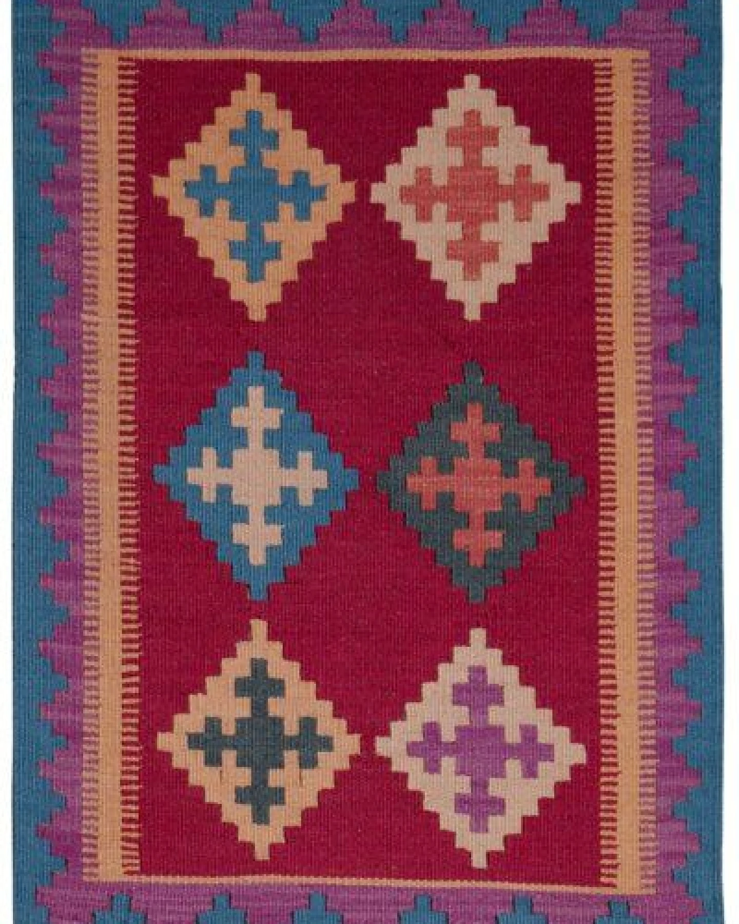 Kelim Gashgai Rot „Rugtales“ aus Schurwolle, 63x87 cm – Ansicht 3