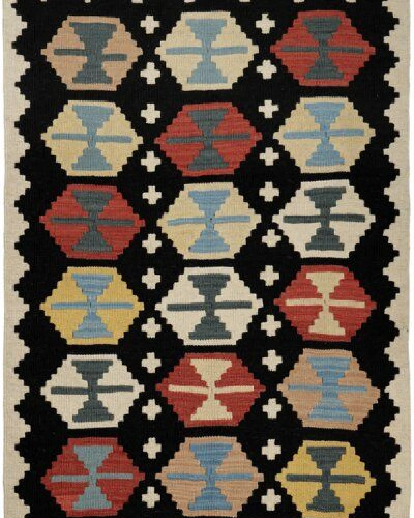 Kelim Gashgai Schwarz „Rugtales“ aus Schurwolle, 104x152 cm – Ansicht 2