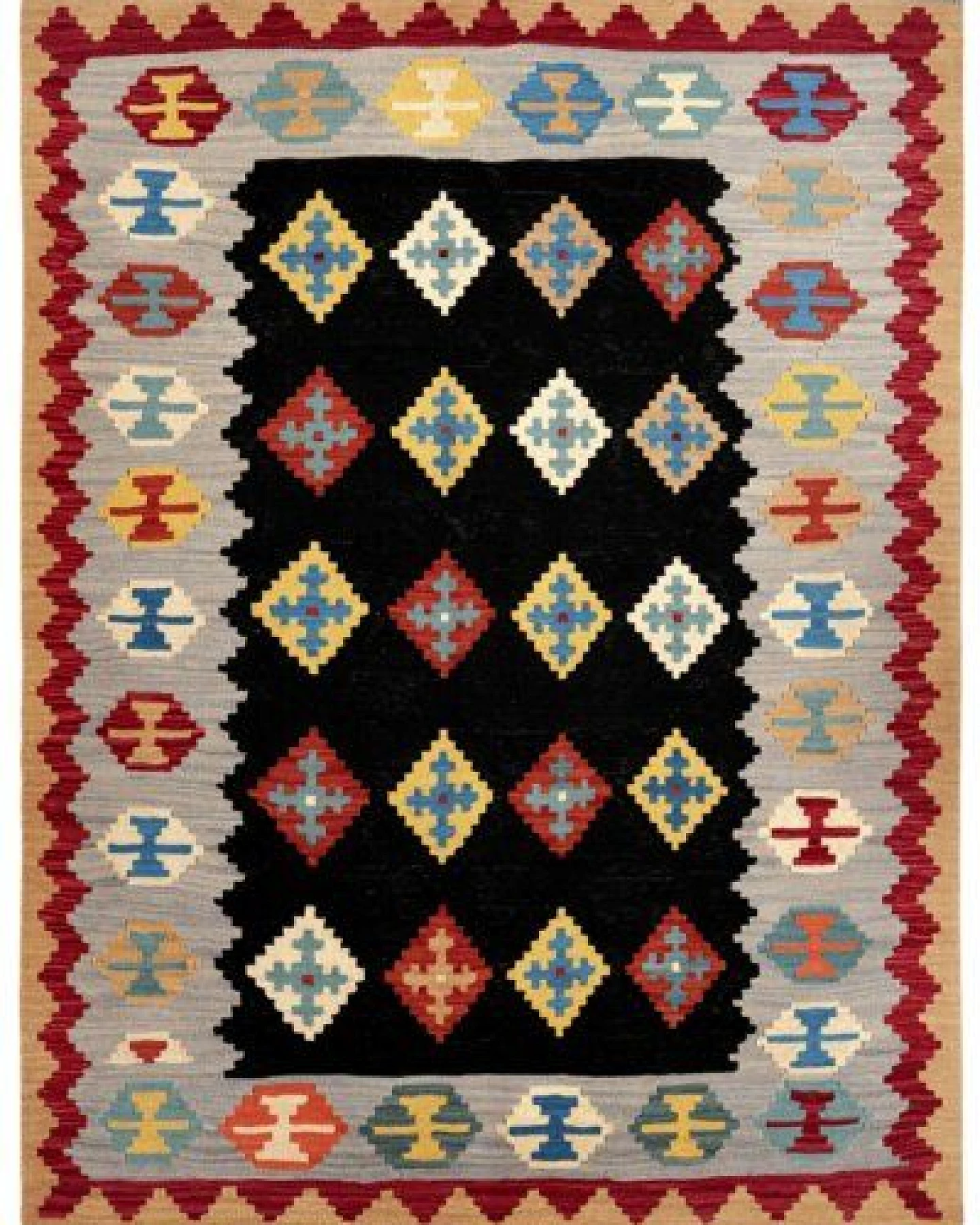 Kelim Gashgai Schwarz „Rugtales“ aus Schurwolle, 149x197 cm – Ansicht 3