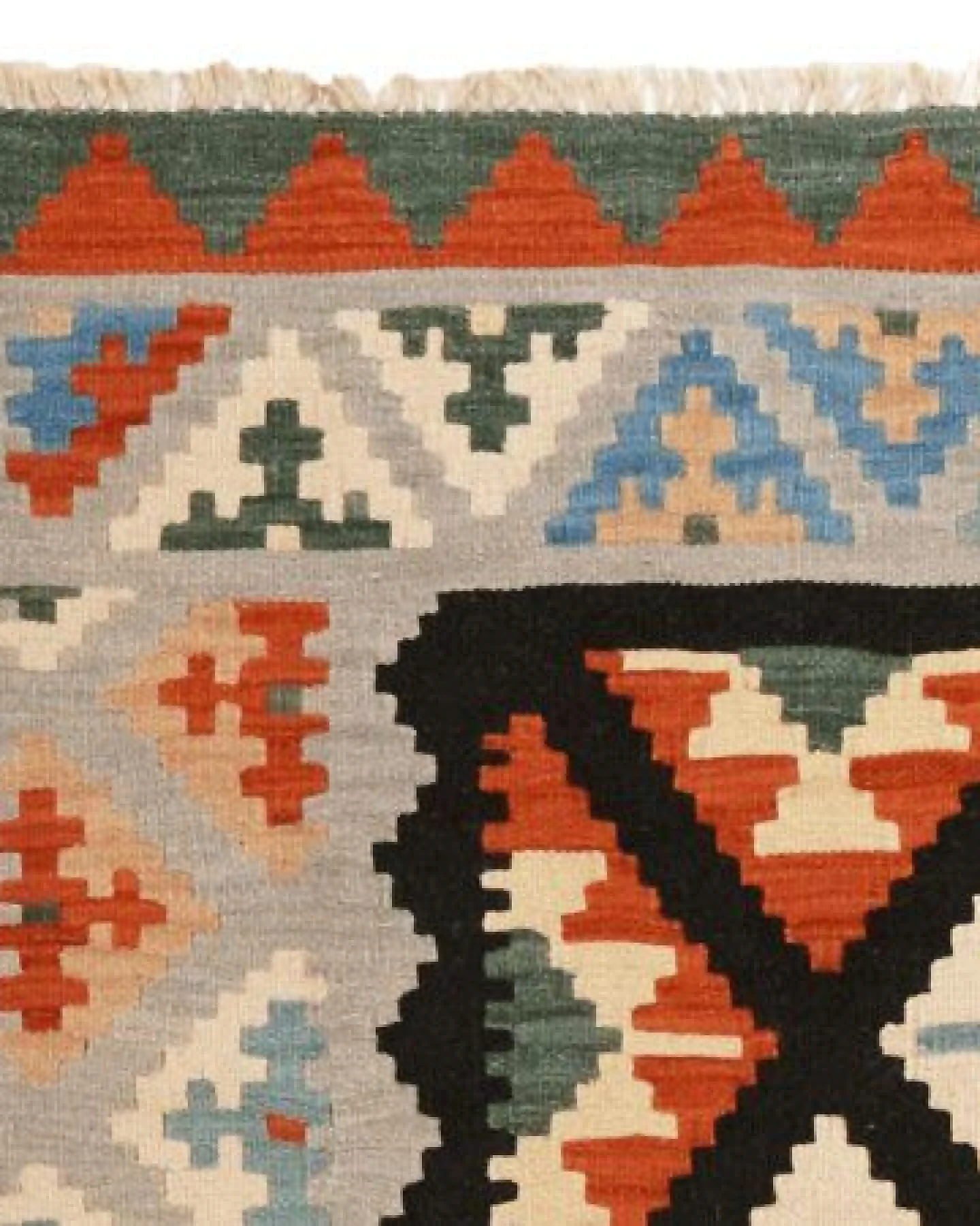 Kelim Gashgai Schwarz „Rugtales“ aus Schurwolle, 158x202 cm – Ansicht 4