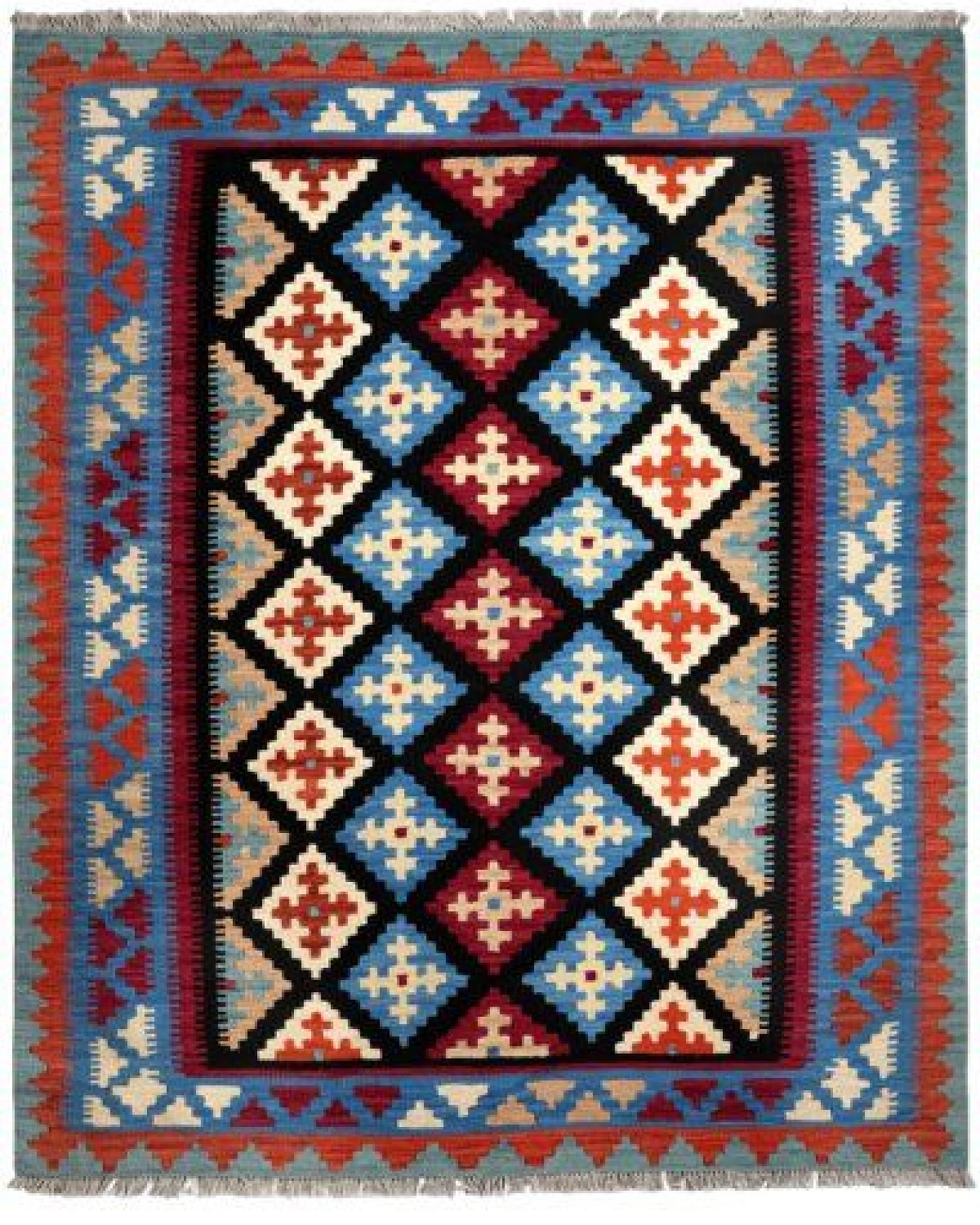 Kelim Gashgai Schwarz „Rugtales“ aus Schurwolle, 159x193 cm – Ansicht 3