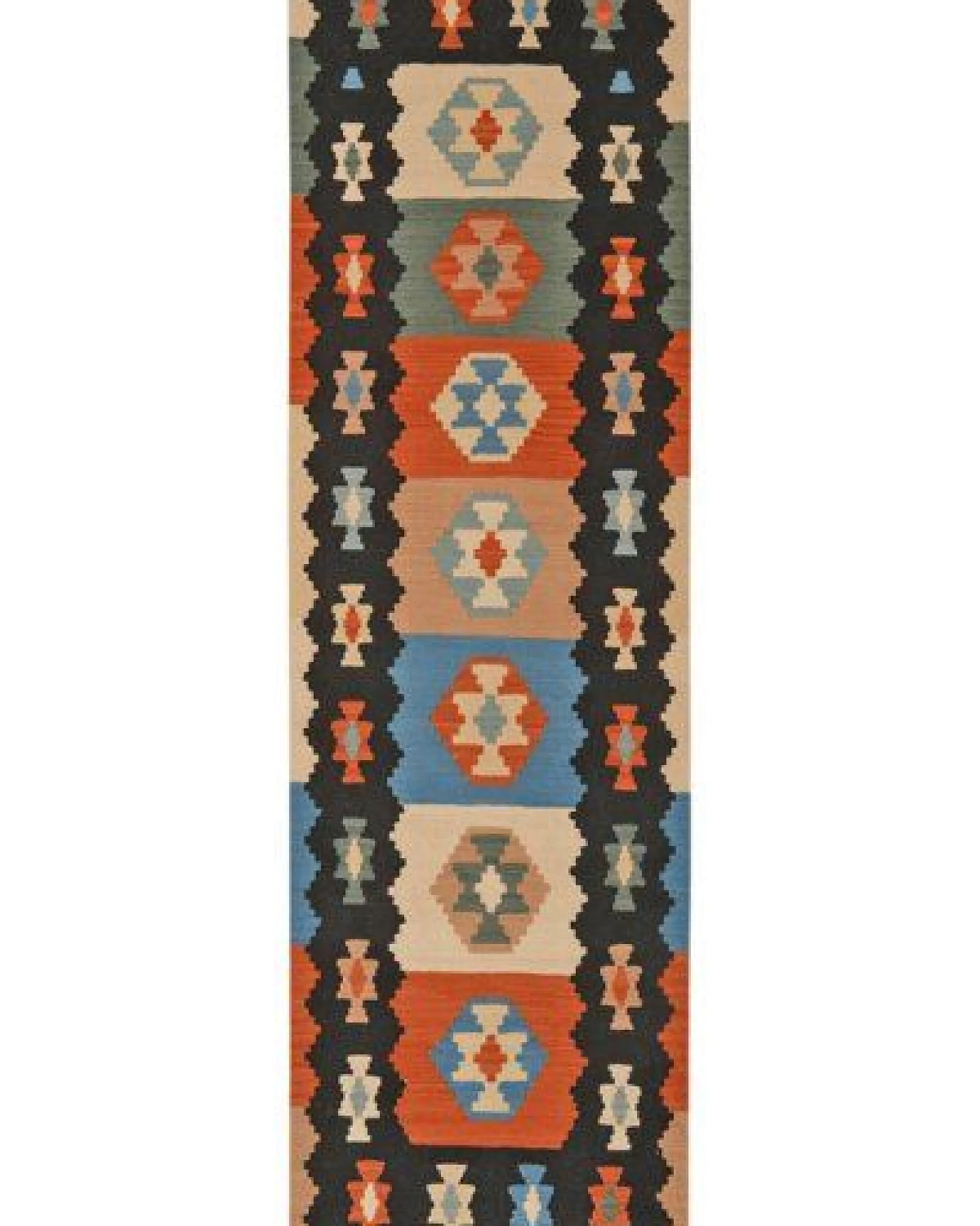 Kelim Gashgai Schwarz „Rugtales“ aus Schurwolle, 85x295 cm – Ansicht 3