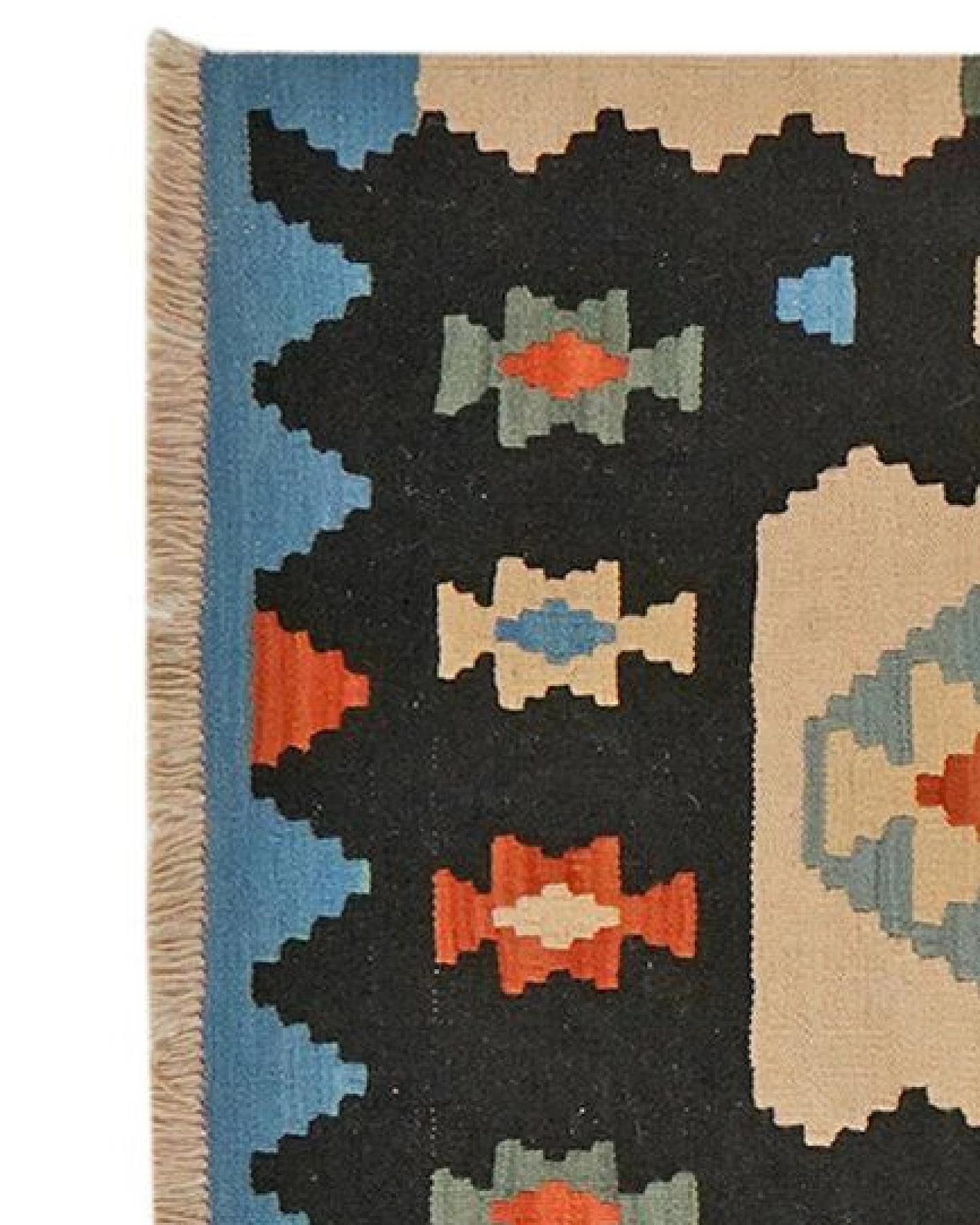 Kelim Gashgai Schwarz „Rugtales“ aus Schurwolle, 85x295 cm – Ansicht 4