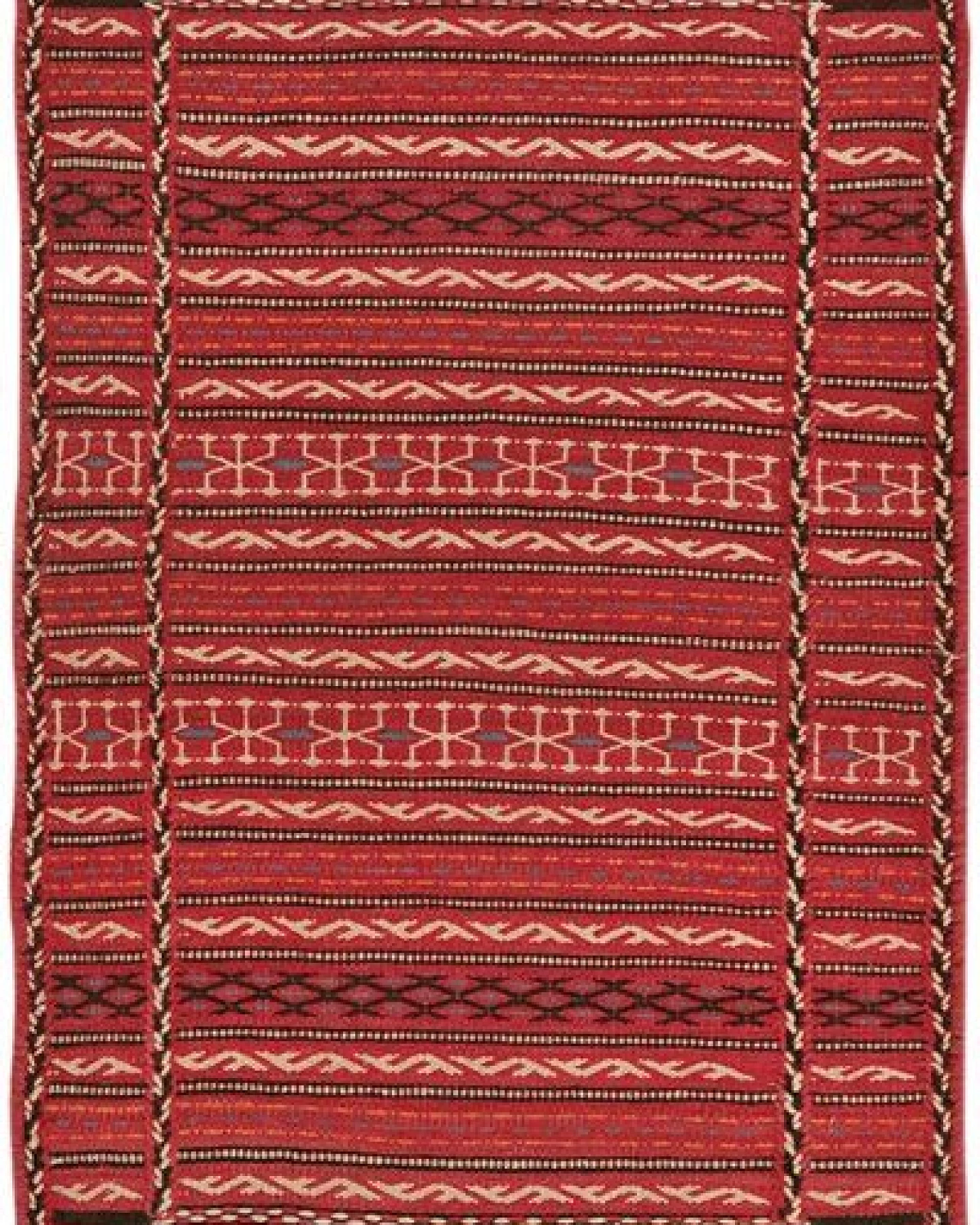 Kelim Kordi Rot „Rugtales“ aus Schurwolle, 63x89 cm – Ansicht 3