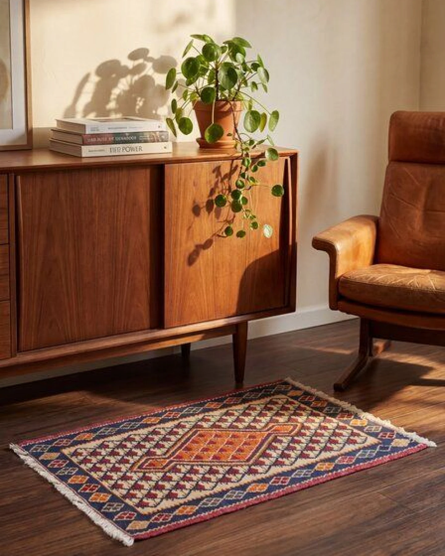 Kelim Senneh Beige „Rugtales“ aus Schurwolle, 60x90 cm – Ansicht 2
