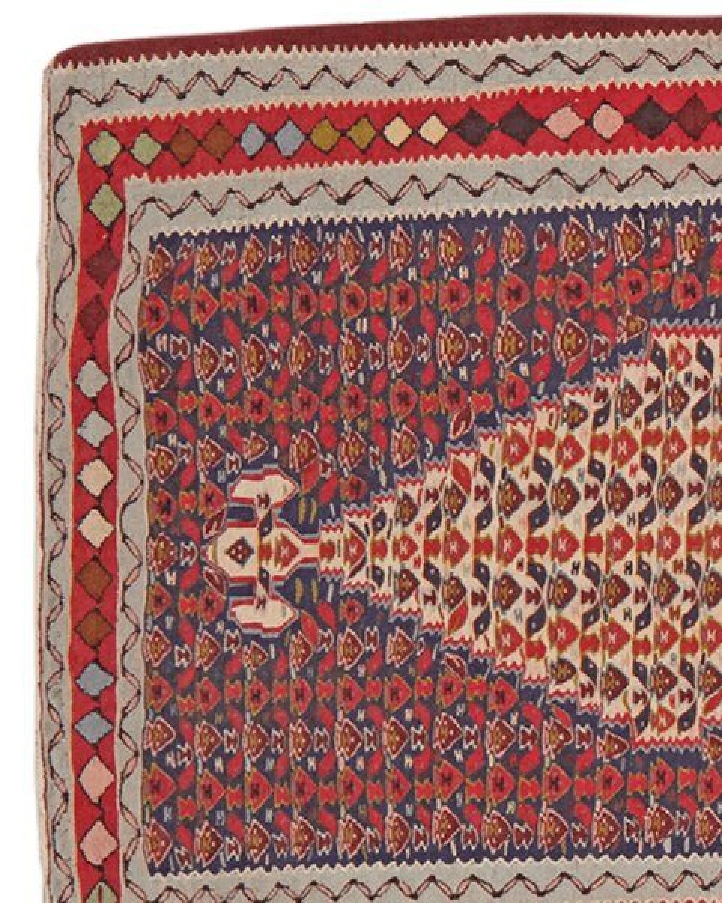 Kelim Senneh Blau „Rugtales“ aus Schurwolle, 88x314 cm – Ansicht 4