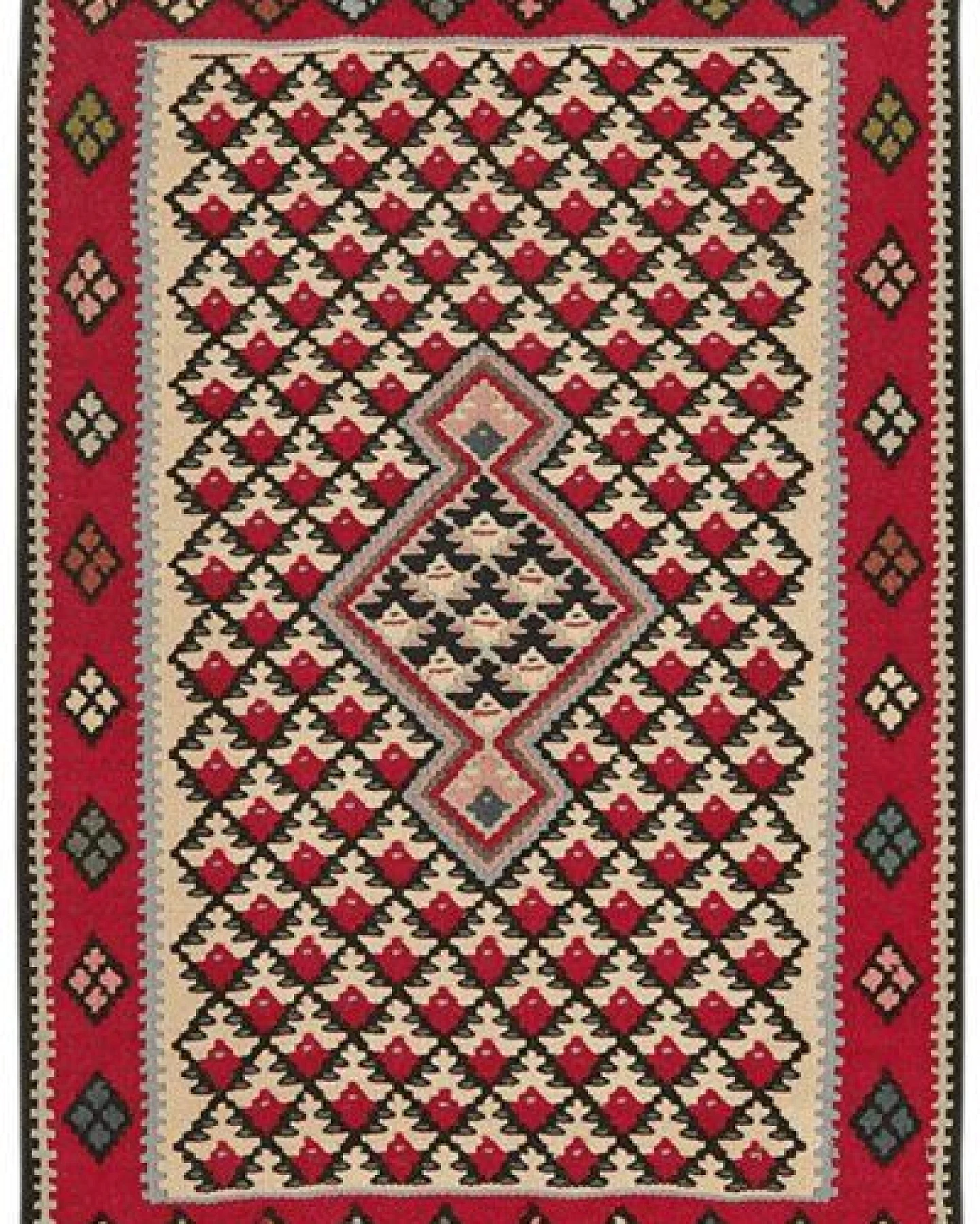 Kelim Senneh Mehrfarbig „Rugtales“ aus Schurwolle, 57x85 cm – Ansicht 3