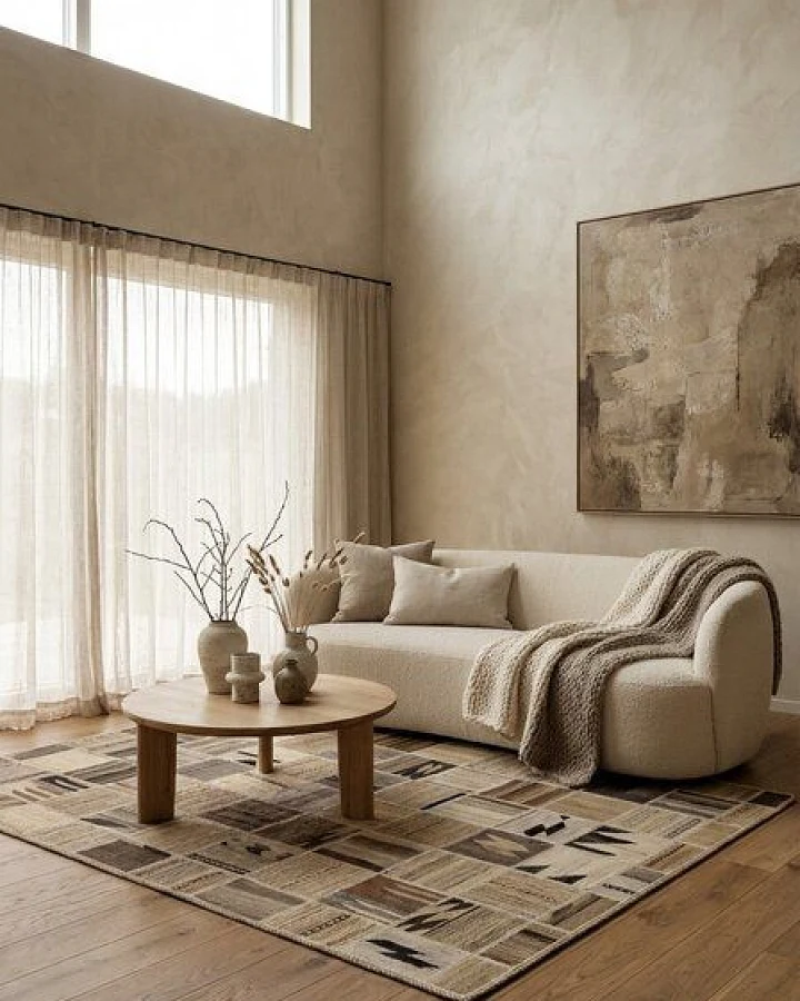 Kelim Tekkeh Beige „Rugtales“ aus Schurwolle, 150x200 cm