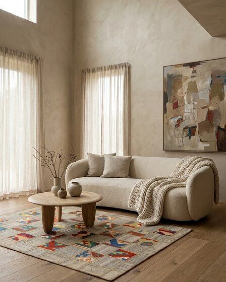 Kelim Tekkeh Beige „Rugtales“ aus Schurwolle, 150x200 cm