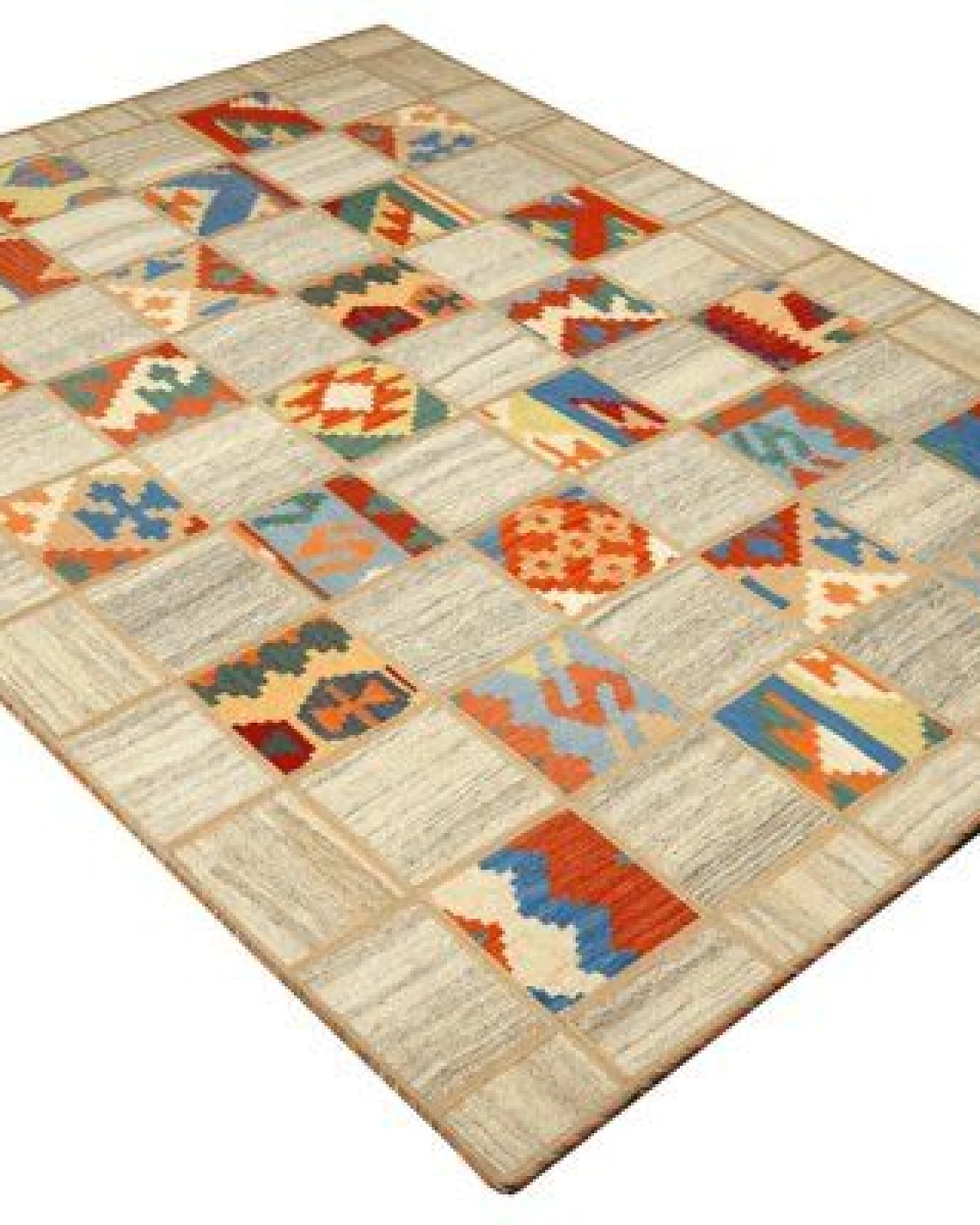 Kelim Tekkeh Beige „Rugtales“ aus Schurwolle, 150x200 cm – Ansicht 4