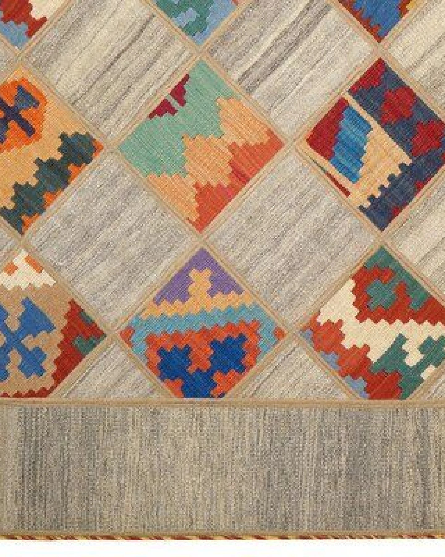 Kelim Tekkeh Beige „Rugtales“ aus Schurwolle, 150x200 cm – Ansicht 4